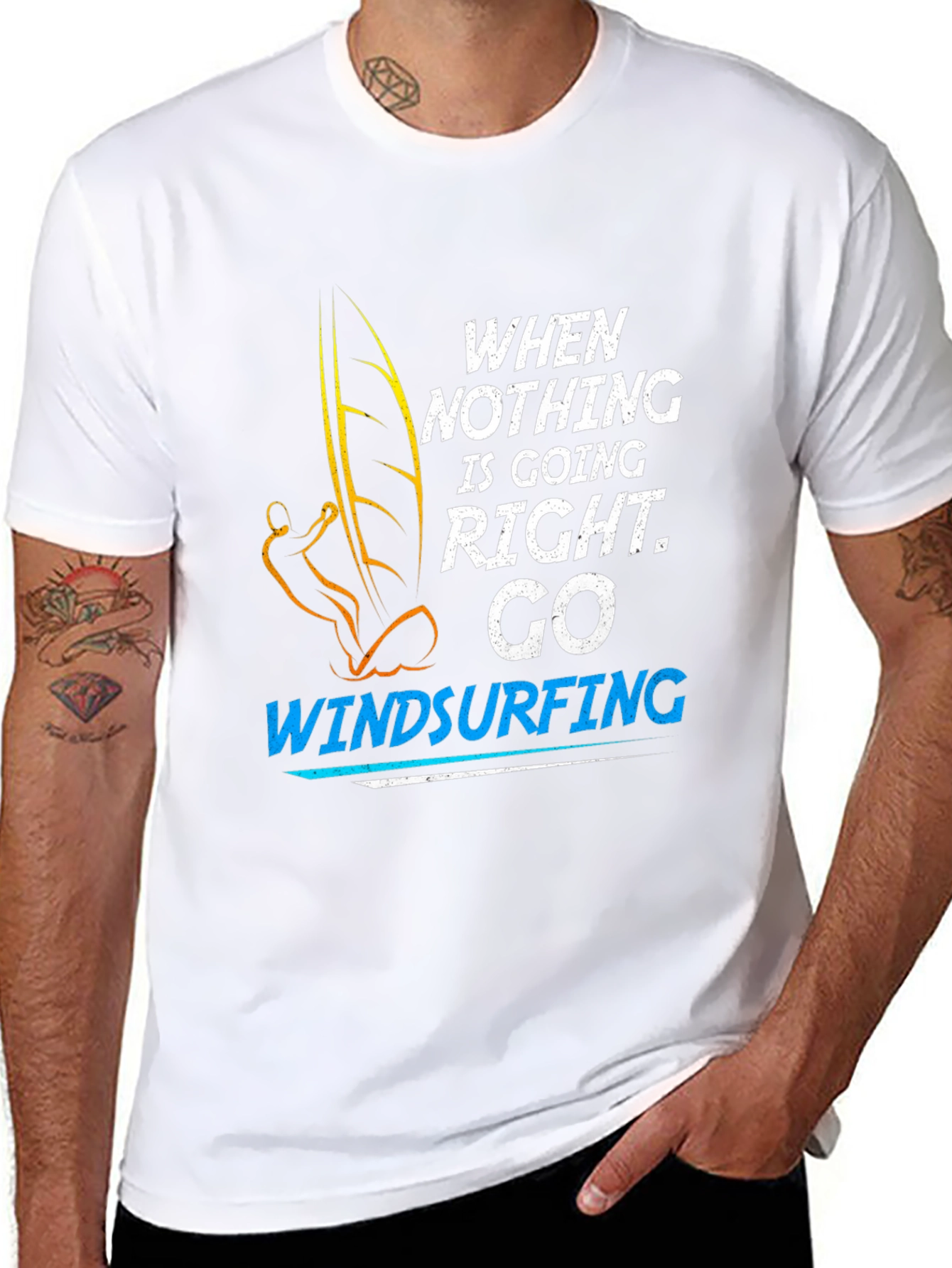 Black Windsurfing T-Shirt: When Nothing is Going Right, Go Windsurfing view 8