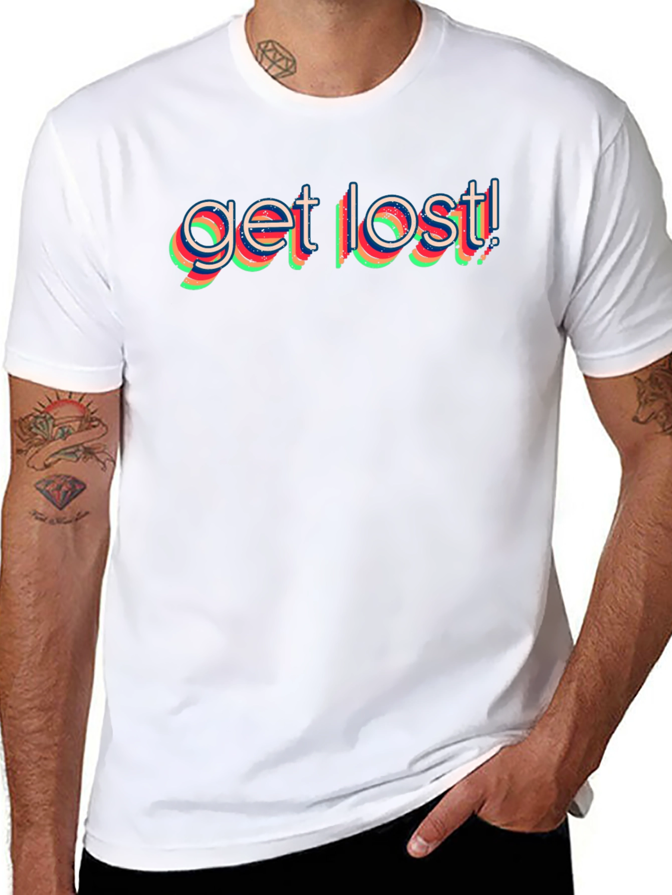 Black Get Lost Graphic Tee - Black Cotton T-Shirt view 8