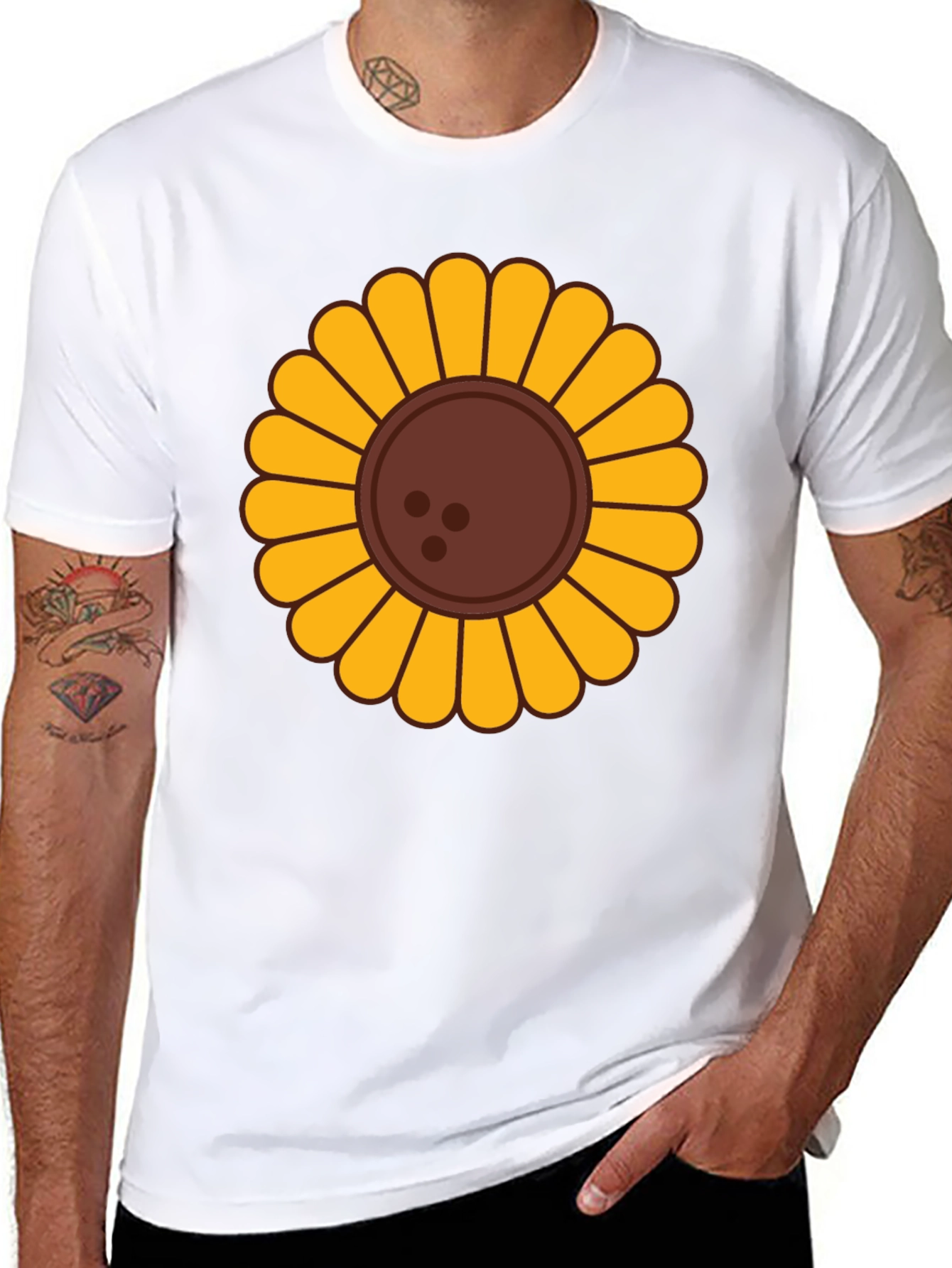 Black Sunflower Graphic T-Shirt - Unisex Black Tee view 8