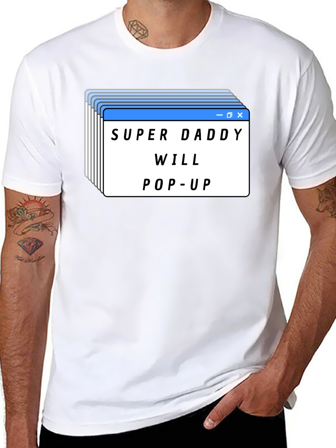 Black Super Daddy Will Pop-Up Black T-Shirt view 8