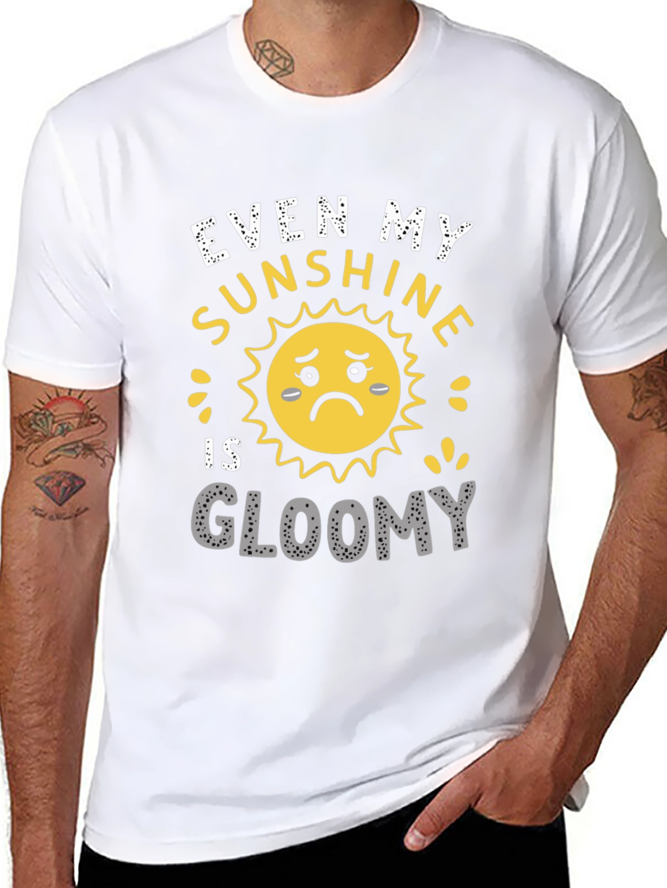 Black Gloomy Sunshine Graphic T-Shirt - Unisex Casual Tee view 8