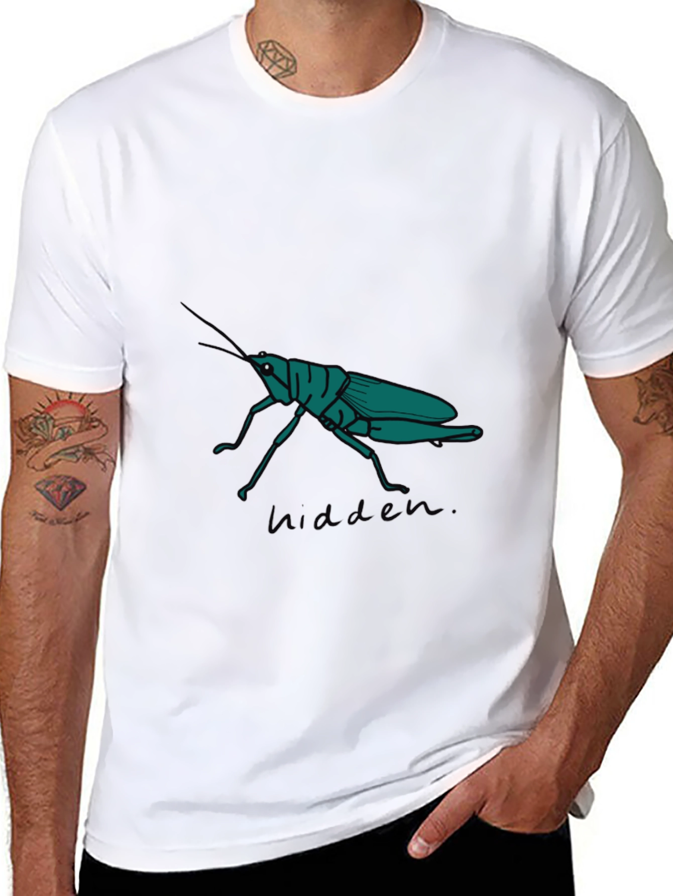 Black Grasshopper Graphic Tee - Hidden Nature Design view 8