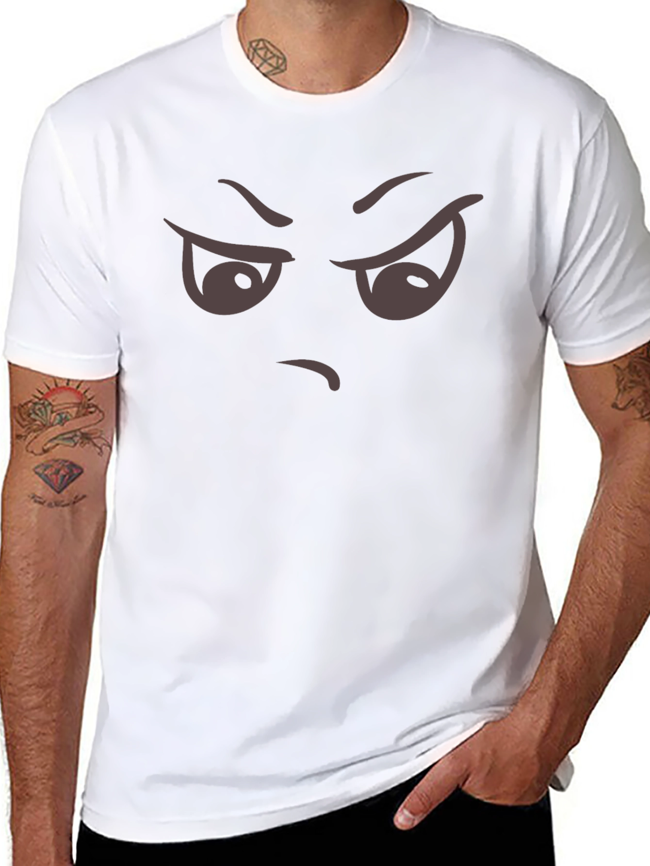 Black Funny Angry Face Graphic T-Shirt view 8