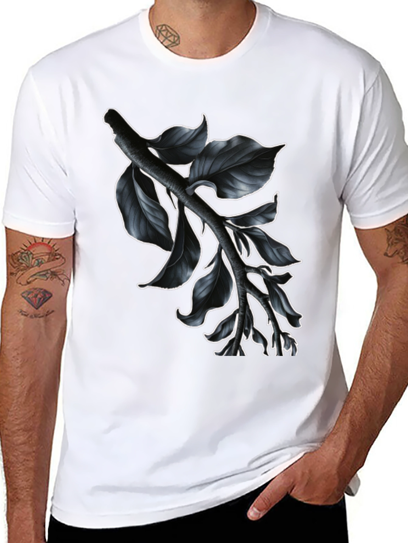 Black Botanical Branch Graphic Tee - Modern Black view 8