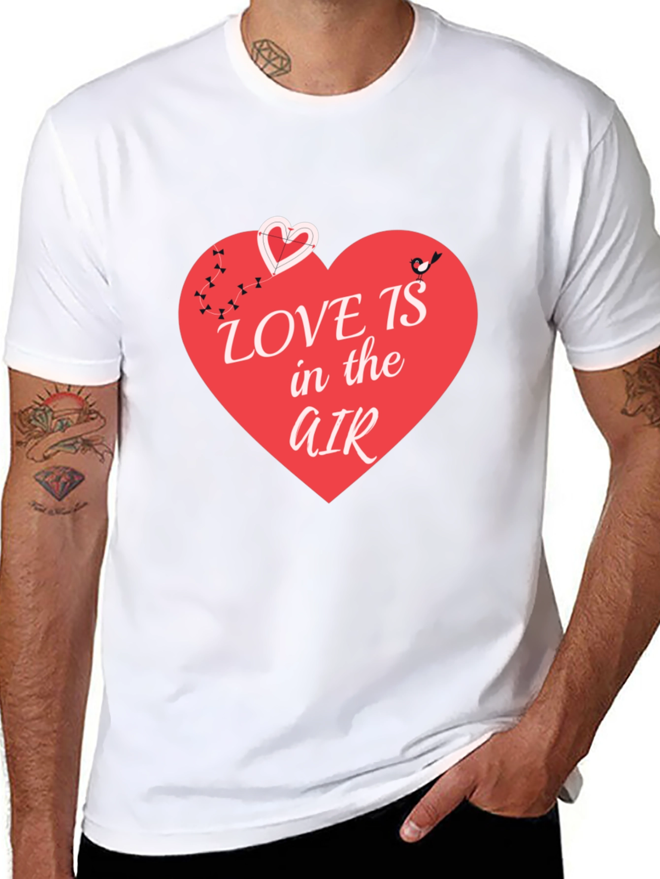 Black Love is in the Air T-Shirt - Graphic Heart Design view 8