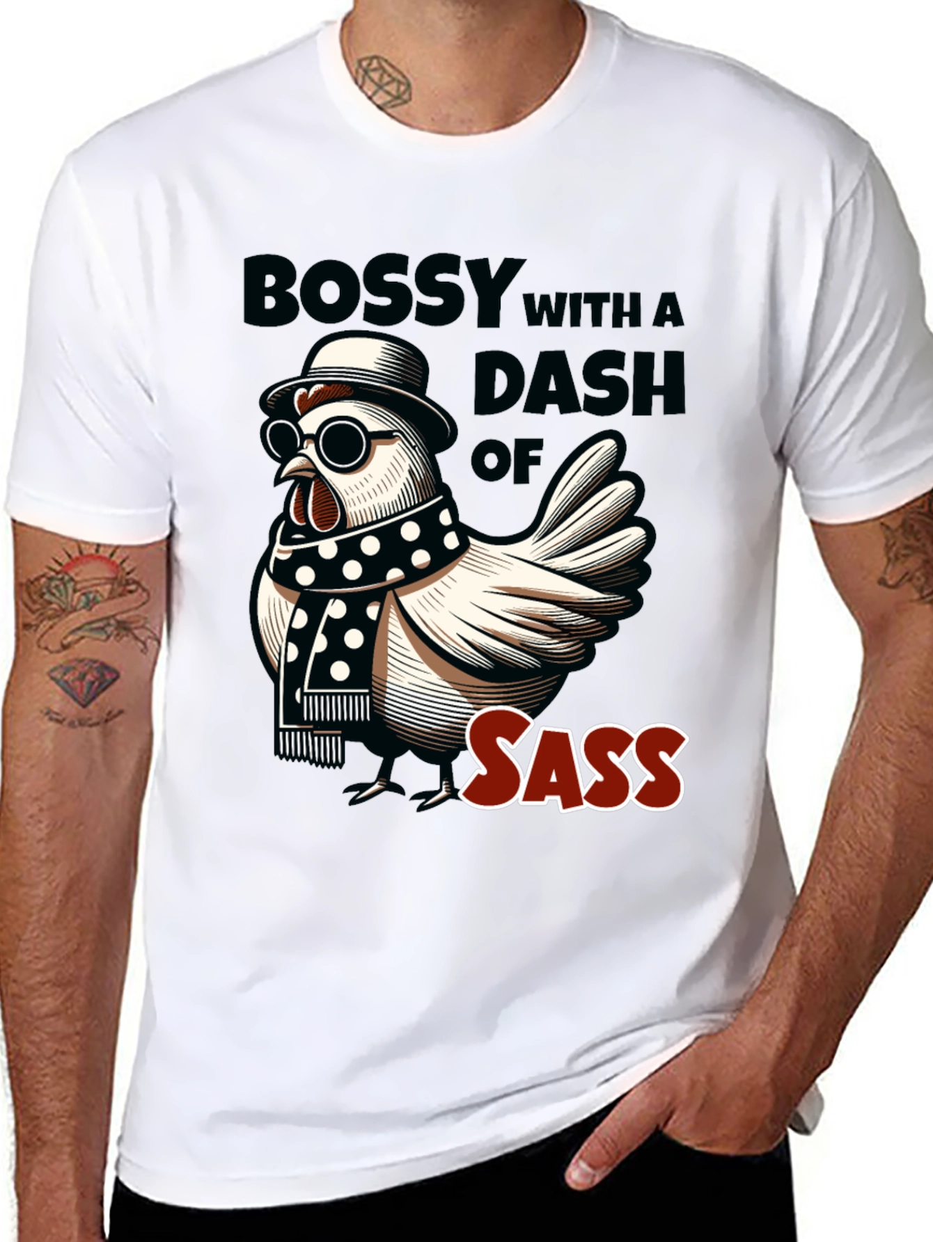 Black Bossy Sass Chicken Graphic Tee view 8