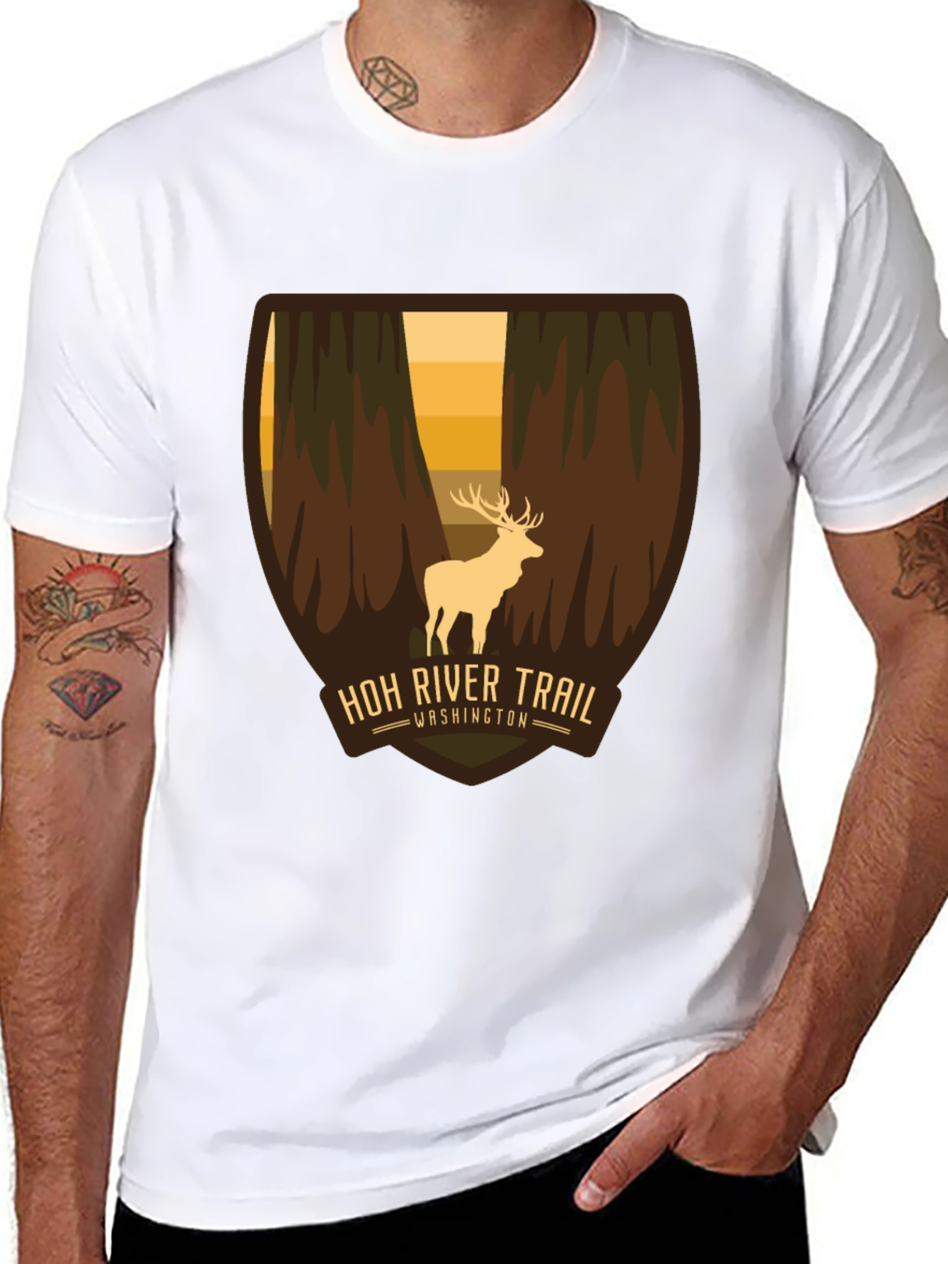Black Hoh River Trail Washington Graphic Tee view 8