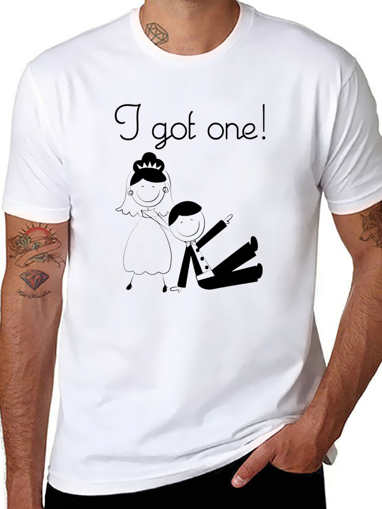 Black Funny I Got One! Wedding T-Shirt Bride Groom Humor view 8