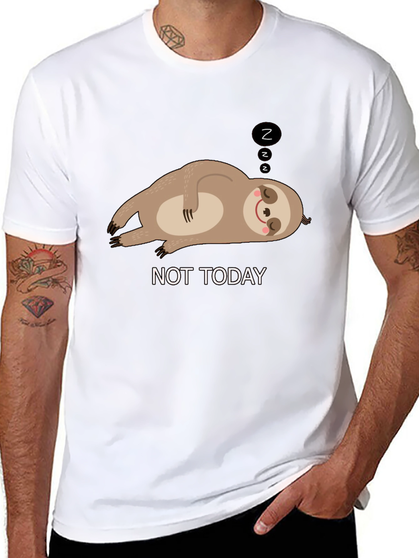 Black Not Today Sloth Graphic Tee - Relaxed Fit T-Shirt view 8