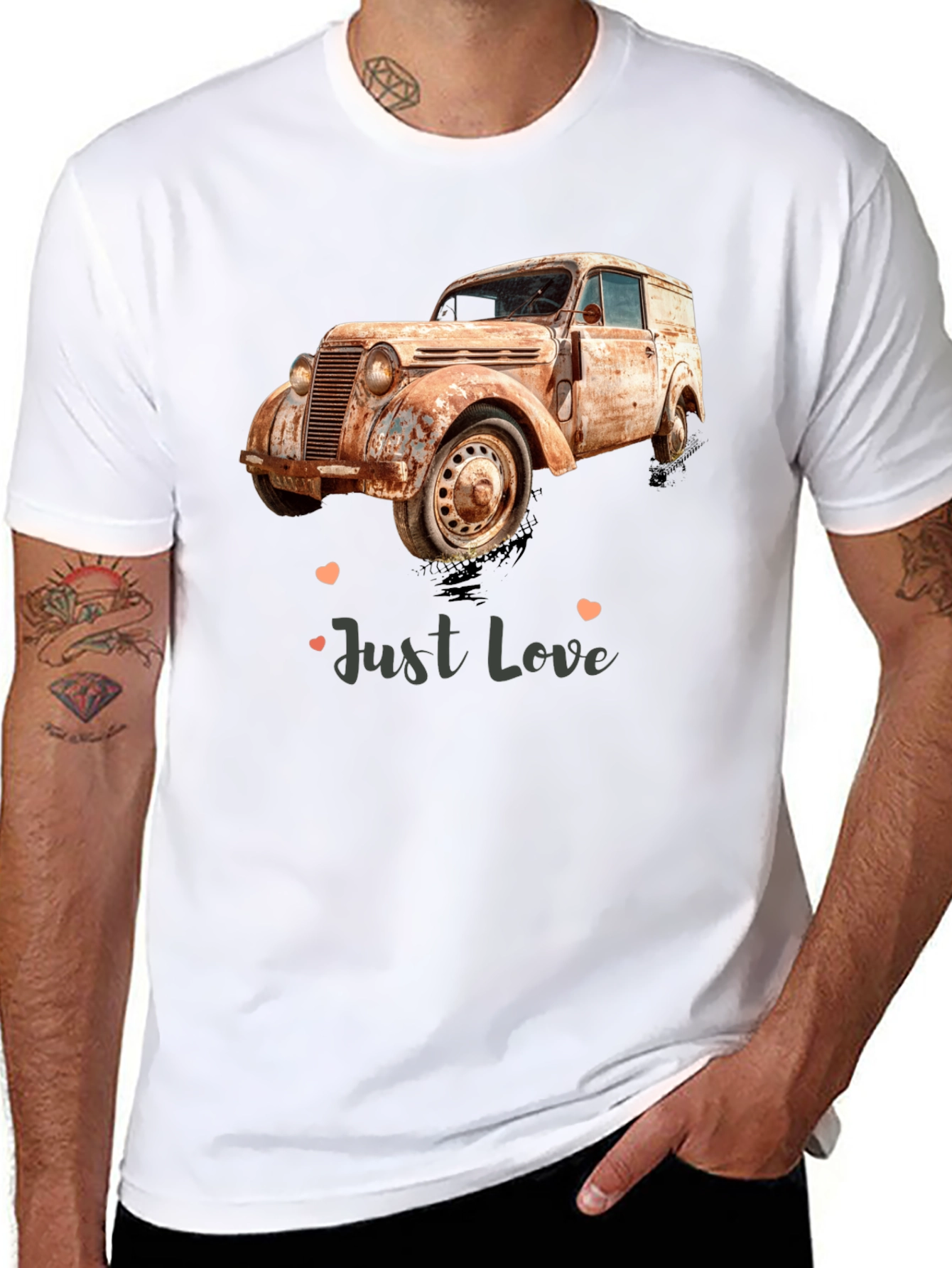 Black Vintage Car 'Just Love' Graphic Tee view 8
