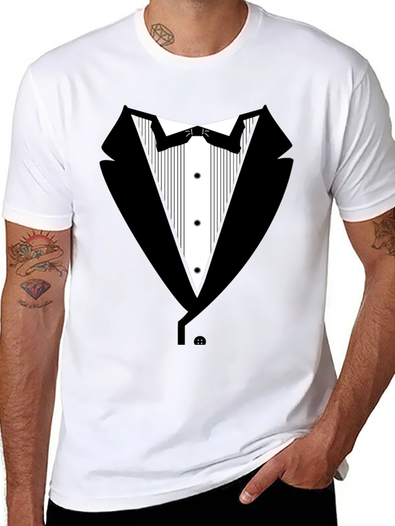 Black Tuxedo T-Shirt - Novelty Formal Wear Tee view 8