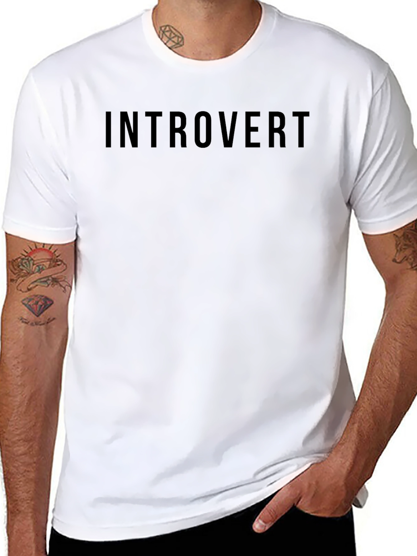 Black Introvert Black Graphic Tee view 8