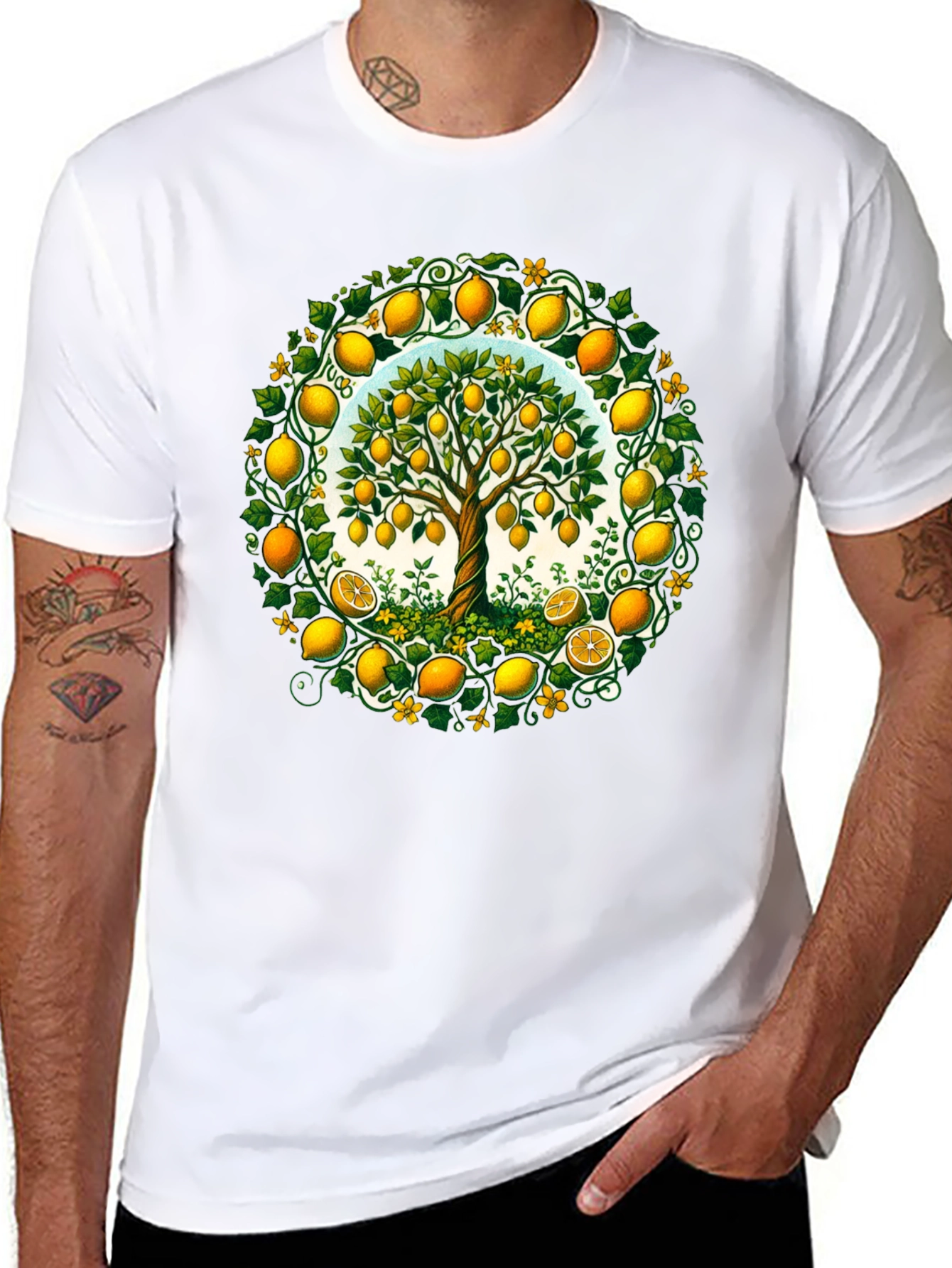 Black Lemon Tree Graphic Tee - Fresh Fruit Design view 8