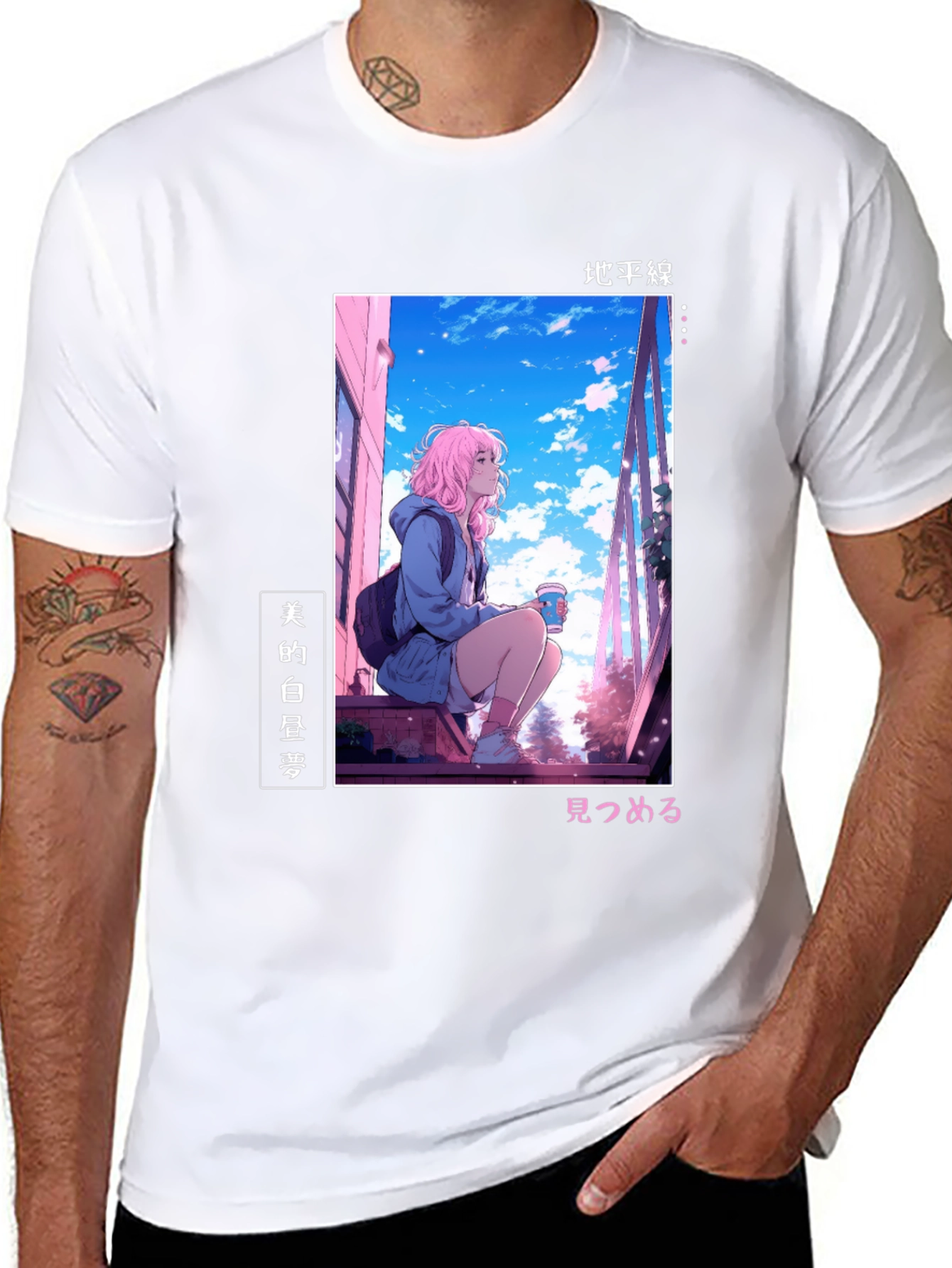 Black Anime Girl Black T-Shirt view 8