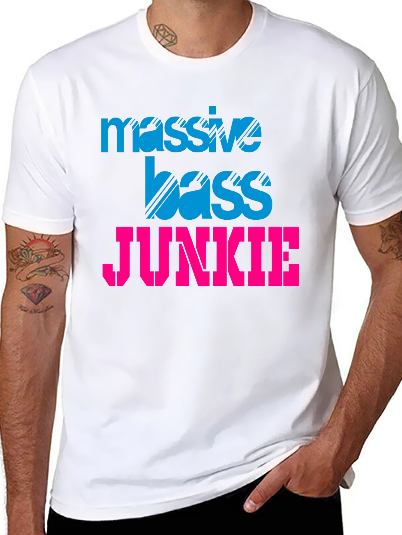 Black Massive Bass Junkie Black Graphic Tee view 8