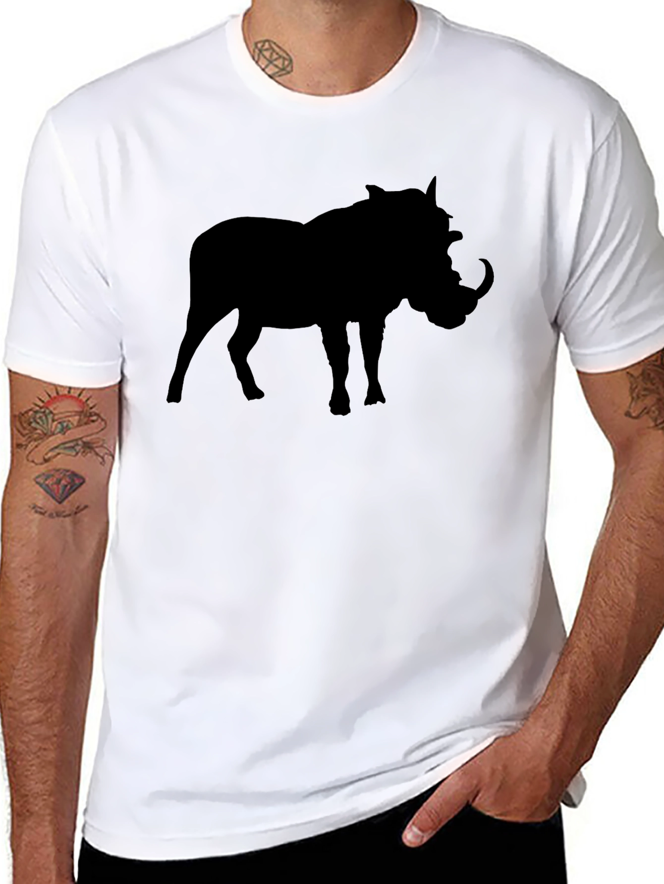 Black Warthog Silhouette T-Shirt - Classic Black Tee view 8