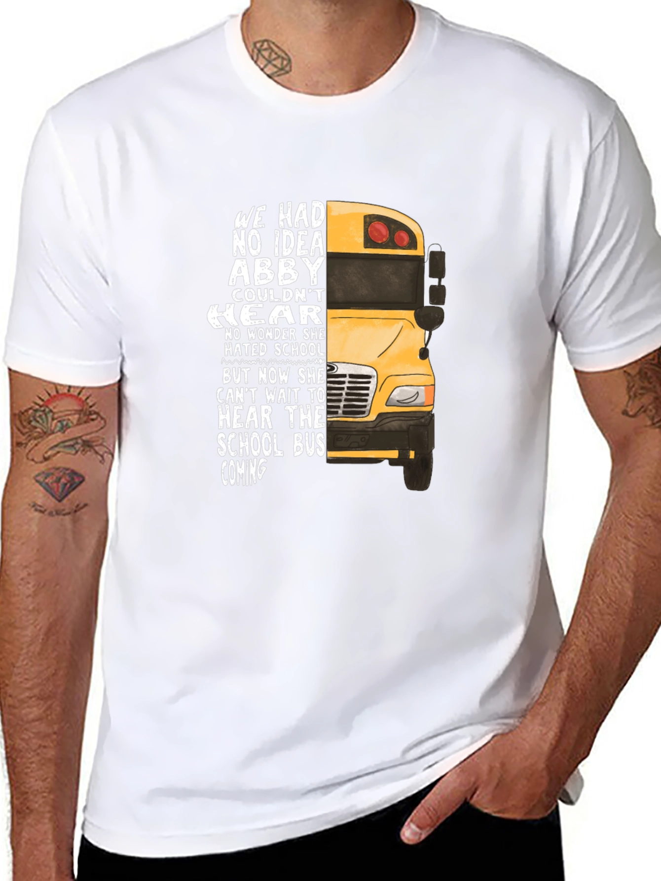 Black Abby School Bus T-Shirt - Hearing Loss Awareness view 8