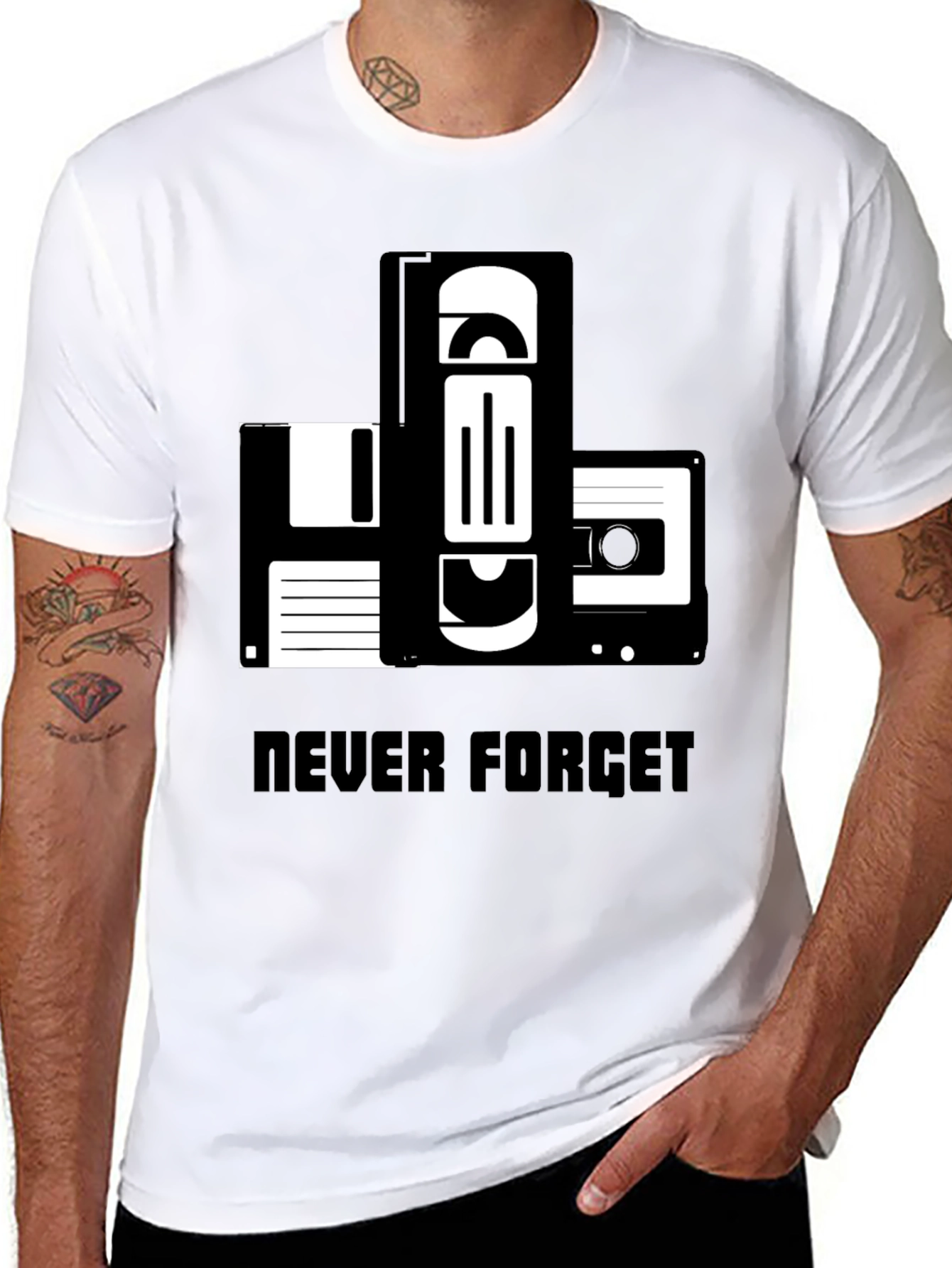 Black Retro Media T-Shirt: Never Forget view 8