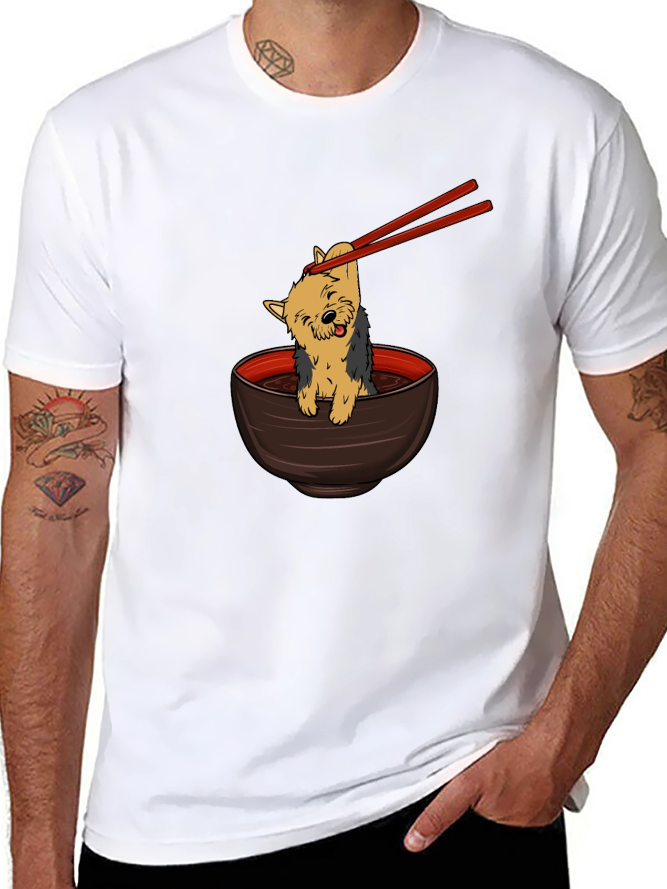 Black Dog in Ramen Bowl T-Shirt view 8