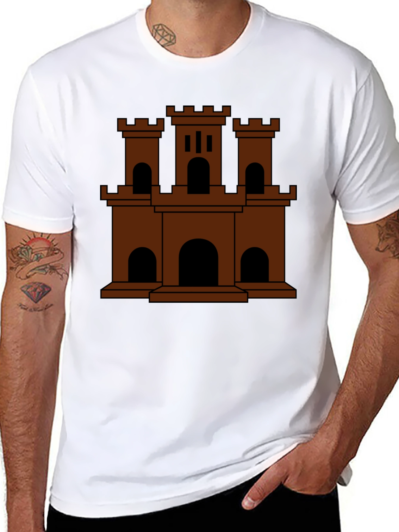 Black Castle Graphic Tee - Classic Brown Design view 8