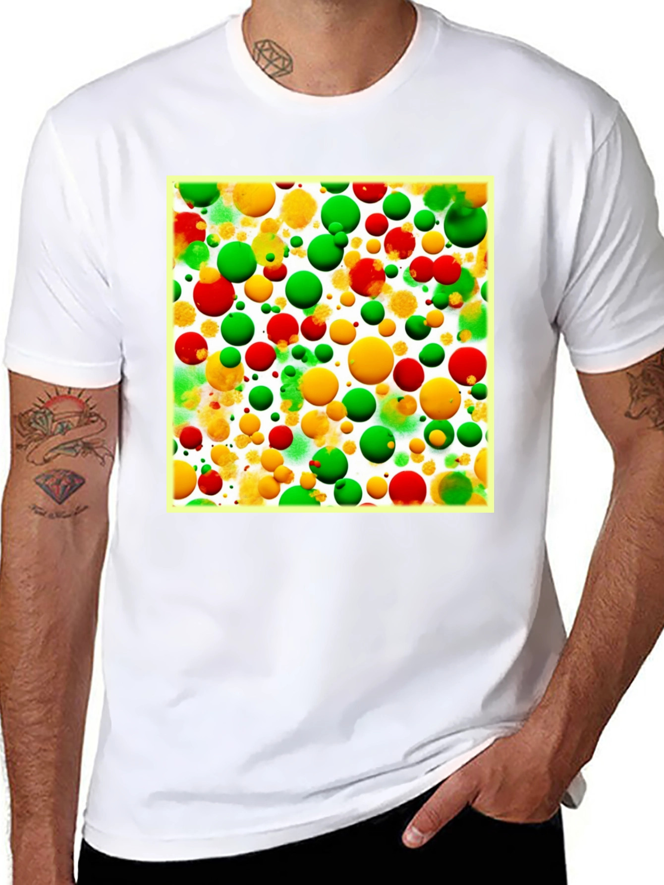Black Colorful Bubble Pattern T-Shirt view 8