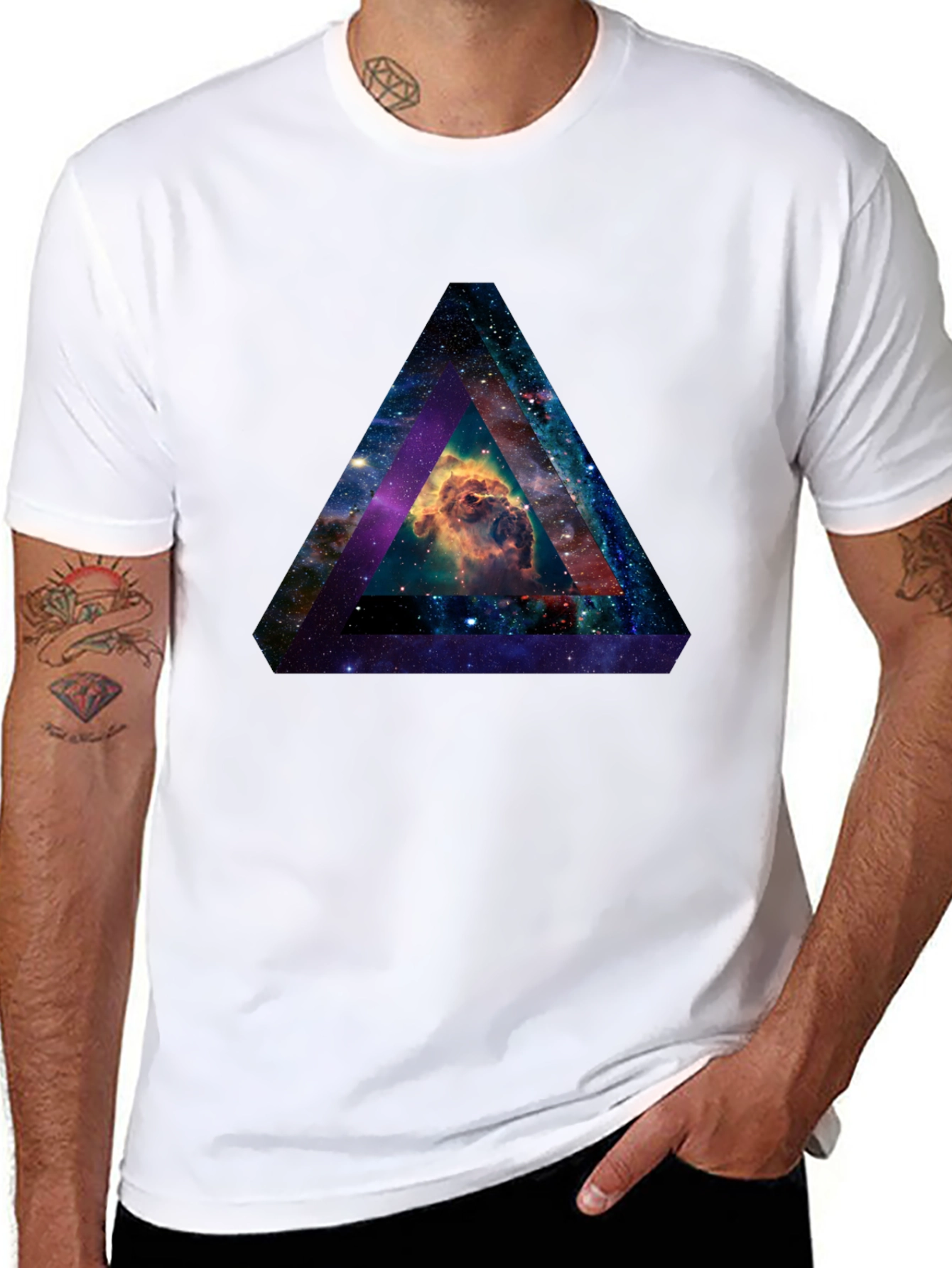 Black Nebula Triangle Graphic T-Shirt view 8