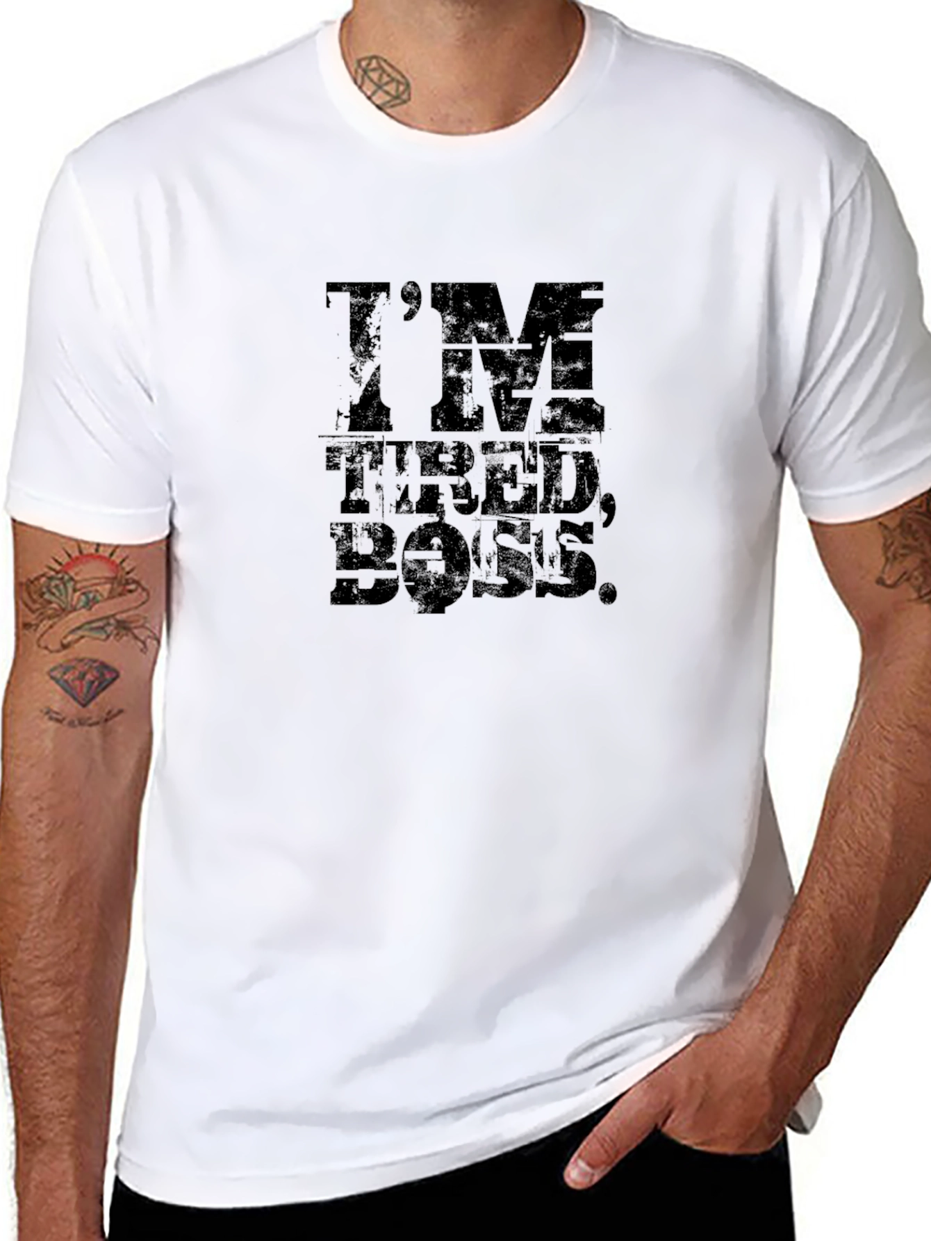 Black I'm Tired, Boss. Graphic T-Shirt view 8