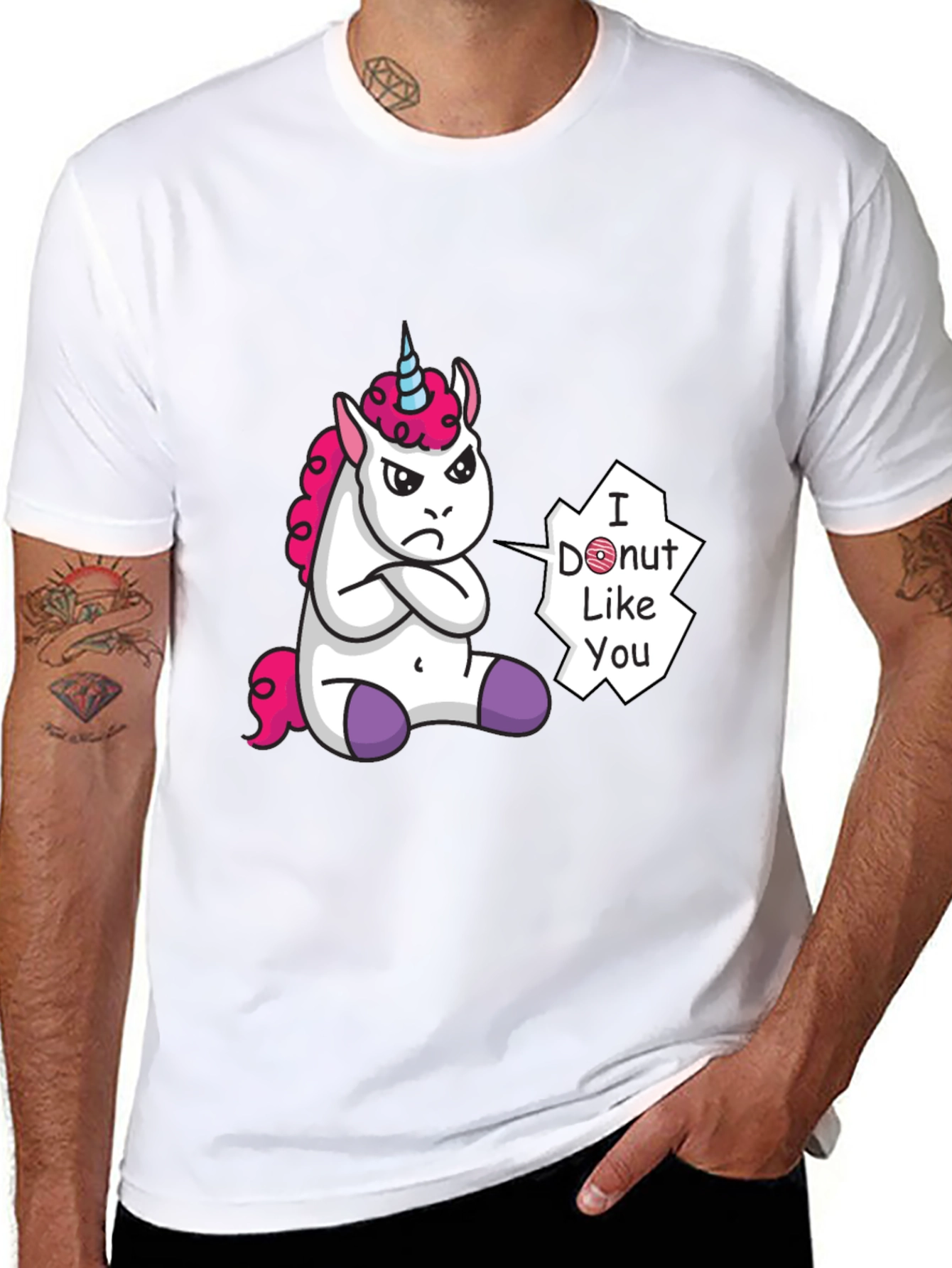 Black Funny Unicorn 'I Donut Like You' Graphic Tee view 8