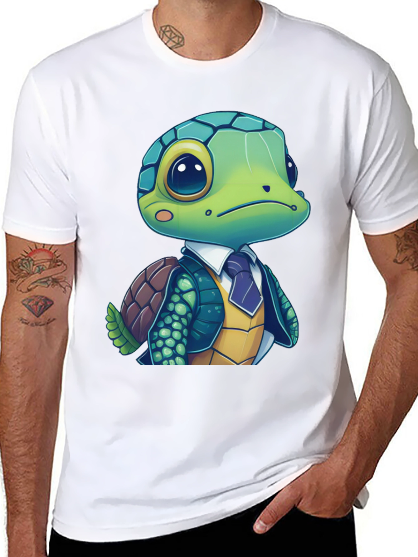 Black Turtle in Suit Graphic Tee - Premium Cotton Blend view 8