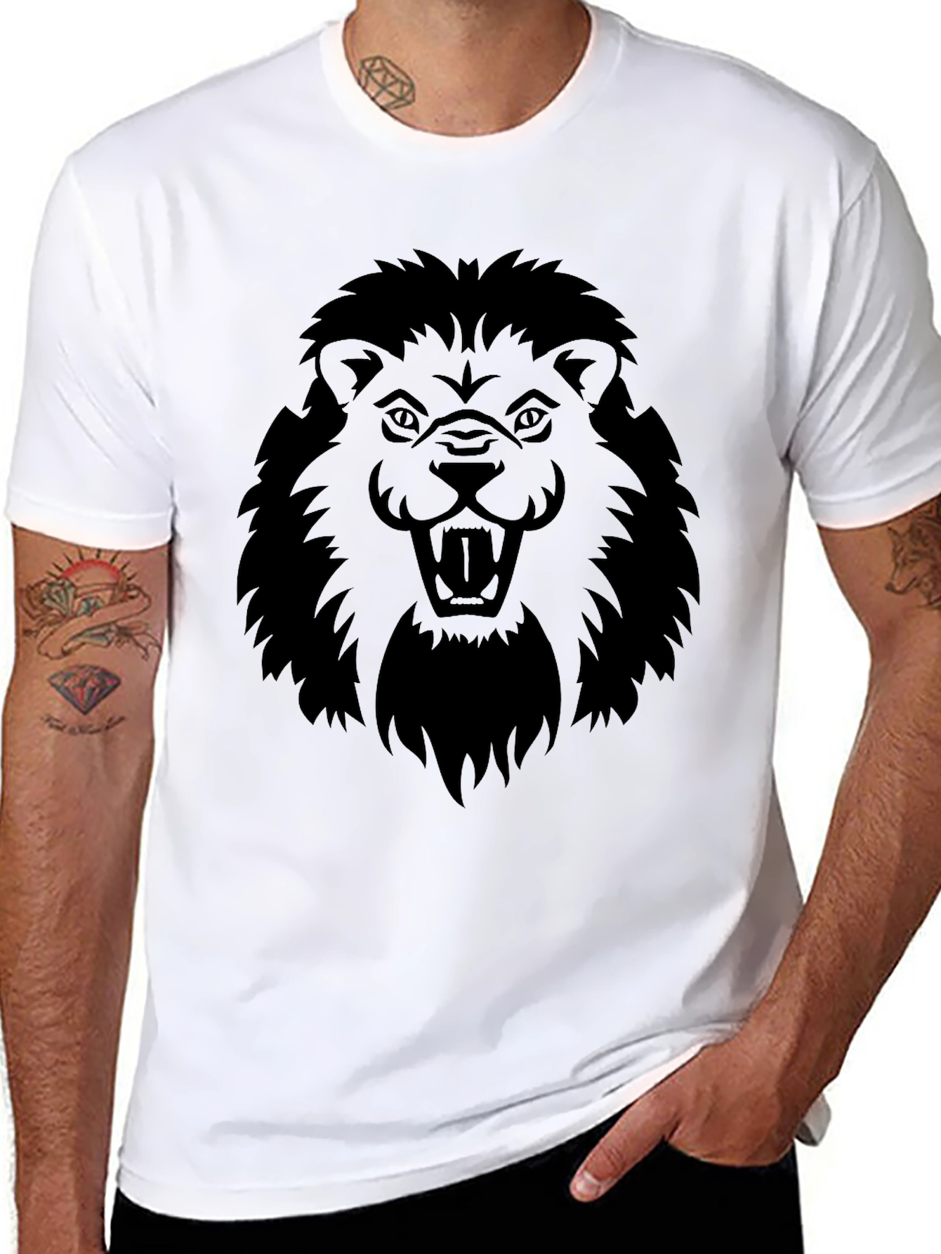 Black Black Lion Graphic Tee - Fierce & Bold Design view 8