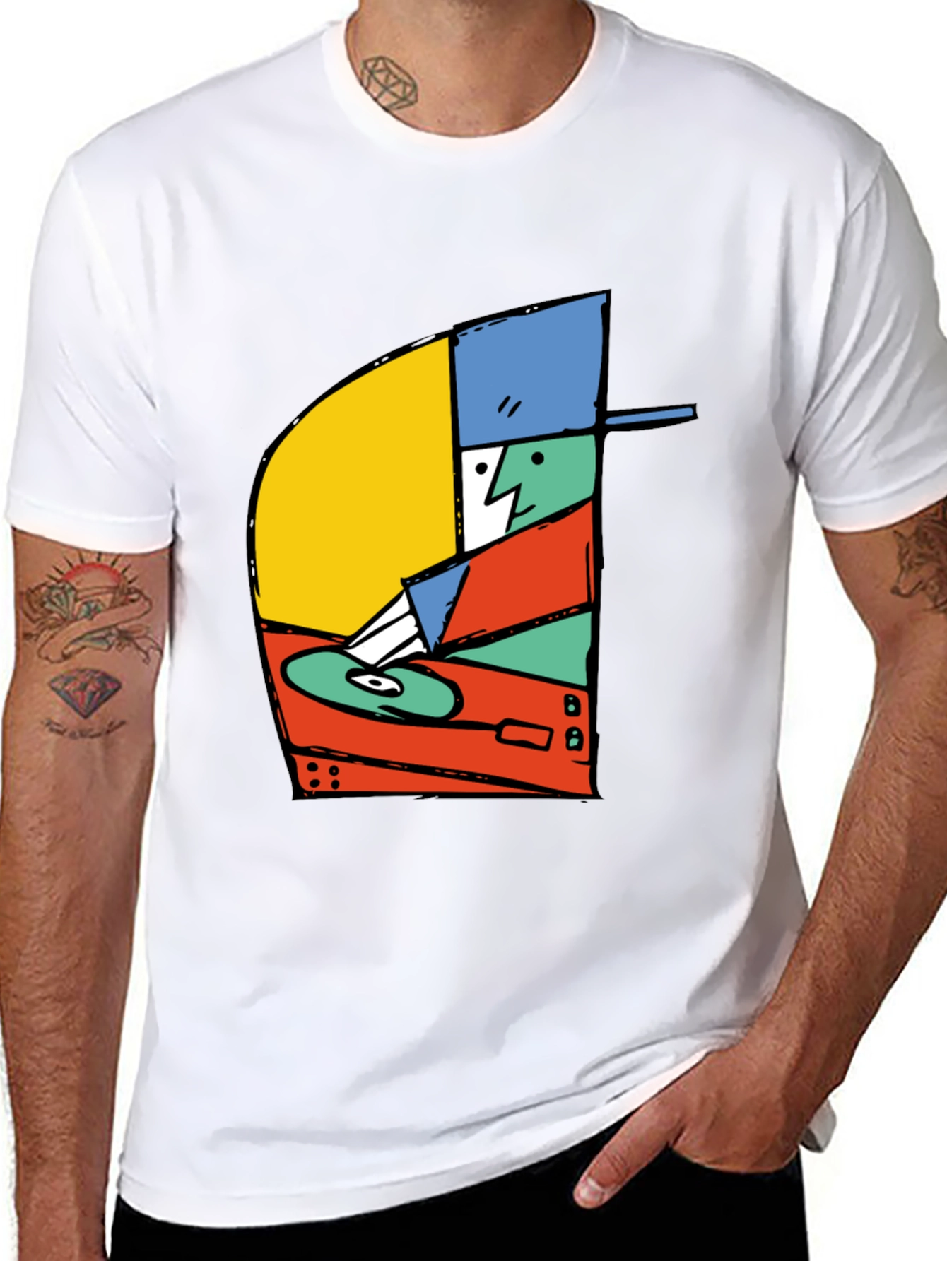 Black Retro DJ Graphic T-Shirt - Black view 8