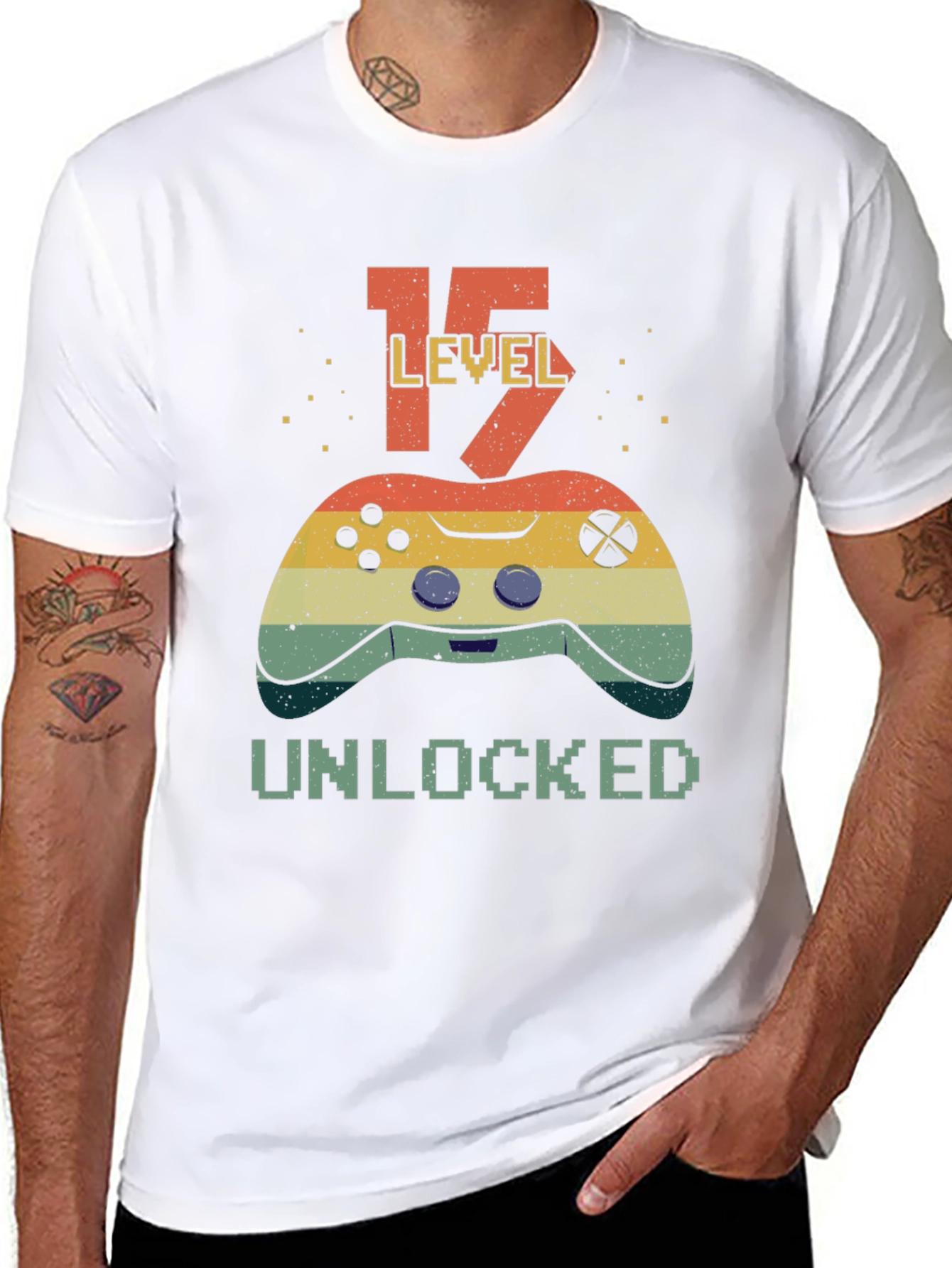 Level 15 Unlocked T-Shirt - Gamer Birthday Tee - 8
