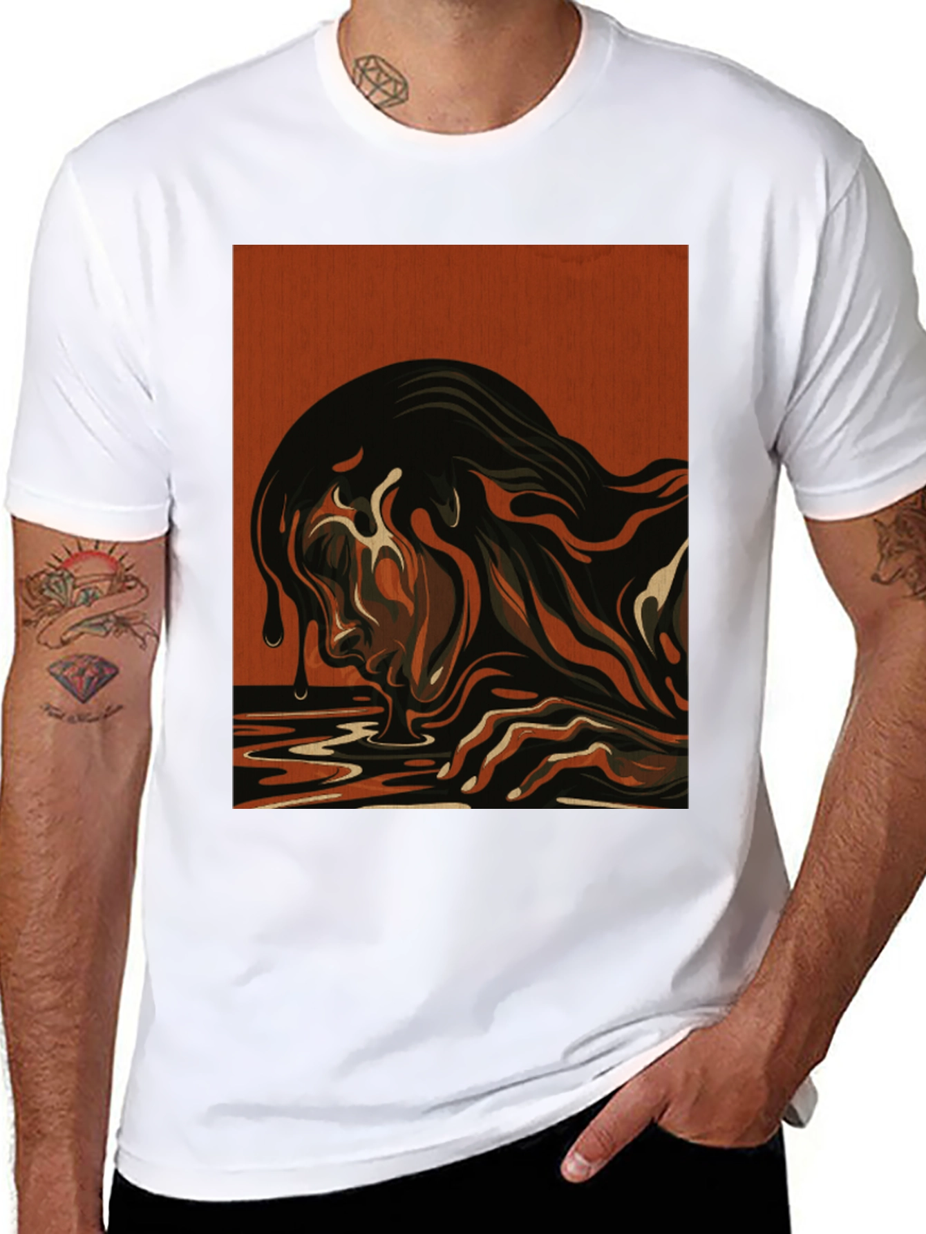 Black Artistic Drip Graphic Tee - Unique Design view 8