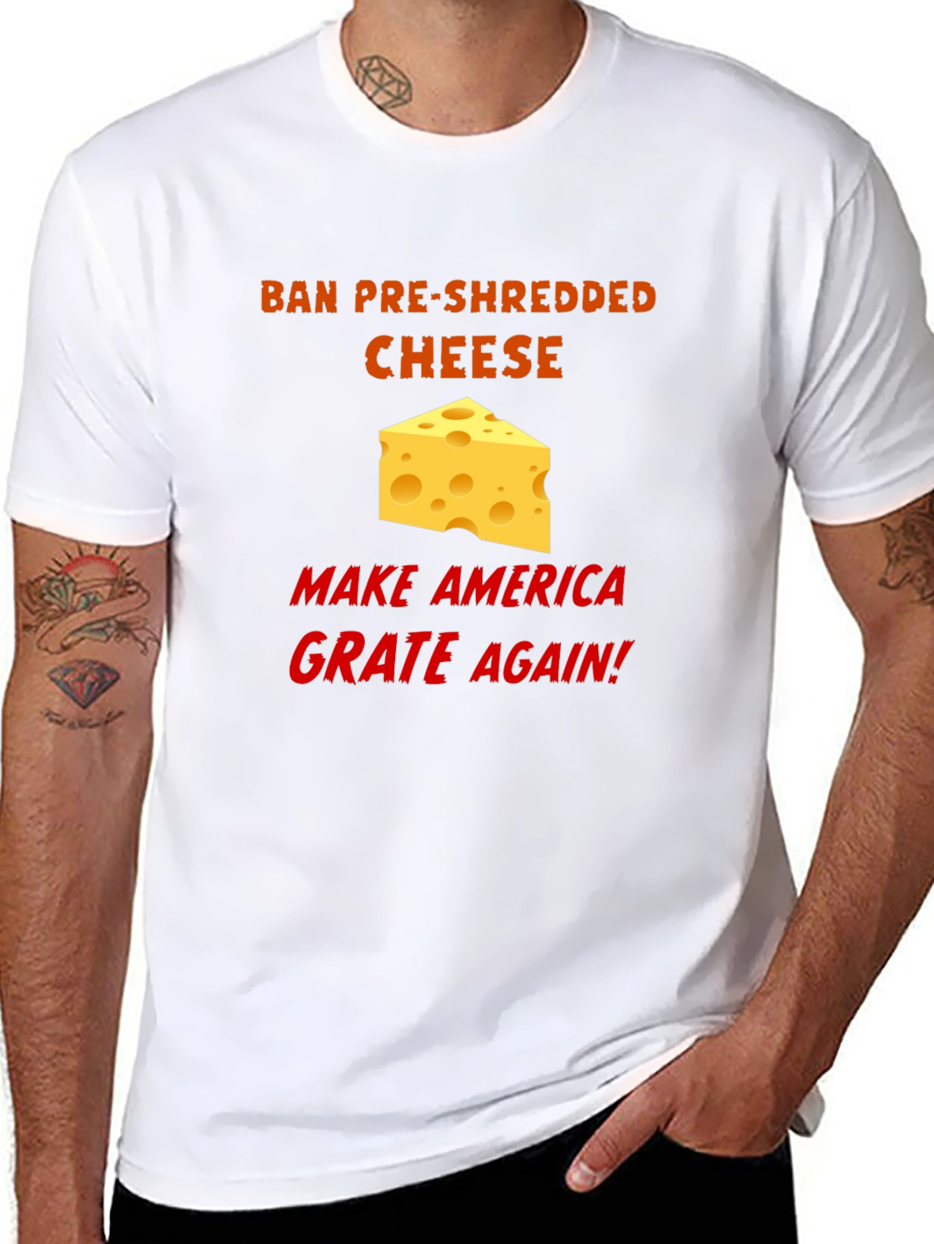 Black Ban Pre-Shredded Cheese T-Shirt - Make America Grate Again! view 8