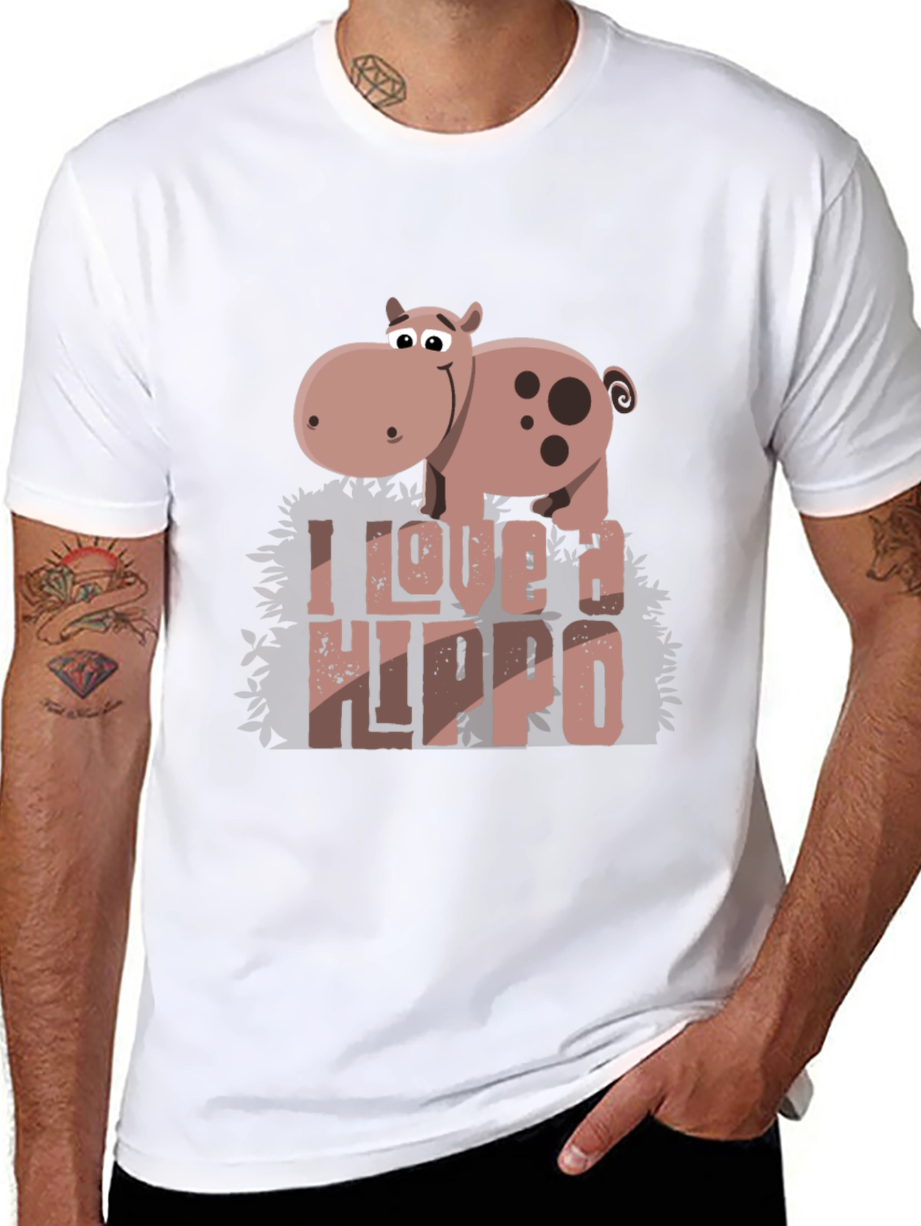 Black I Love a Hippo Graphic Tee view 8