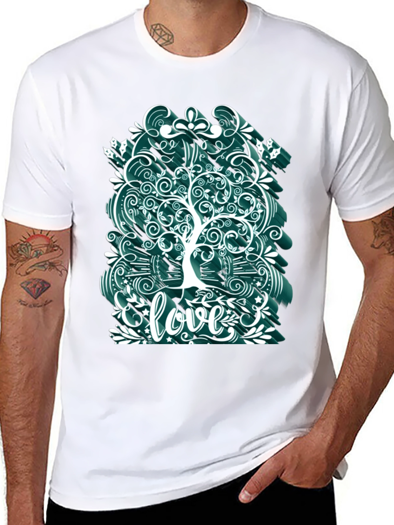 Black Love Tree Graphic Tee - Unique Artistic Design view 8