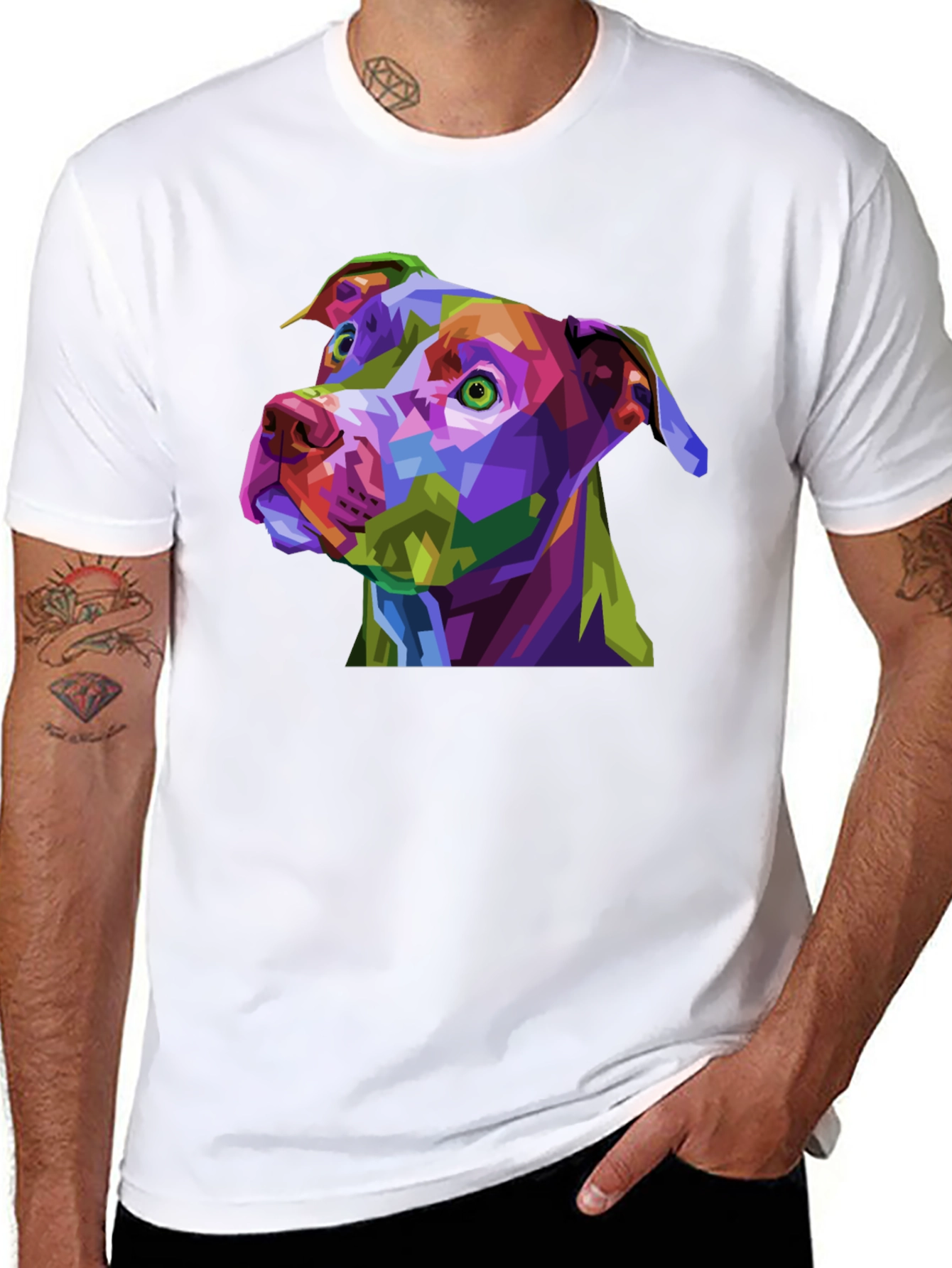 Black Abstract Dog Graphic Black T-Shirt view 8