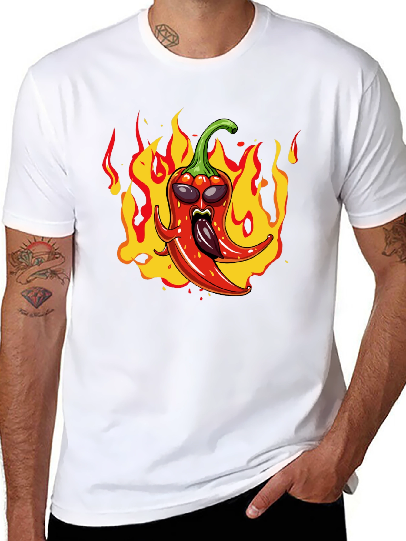 Black Spicy Pepper Graphic Tee - Hot Sauce Lover Shirt view 8