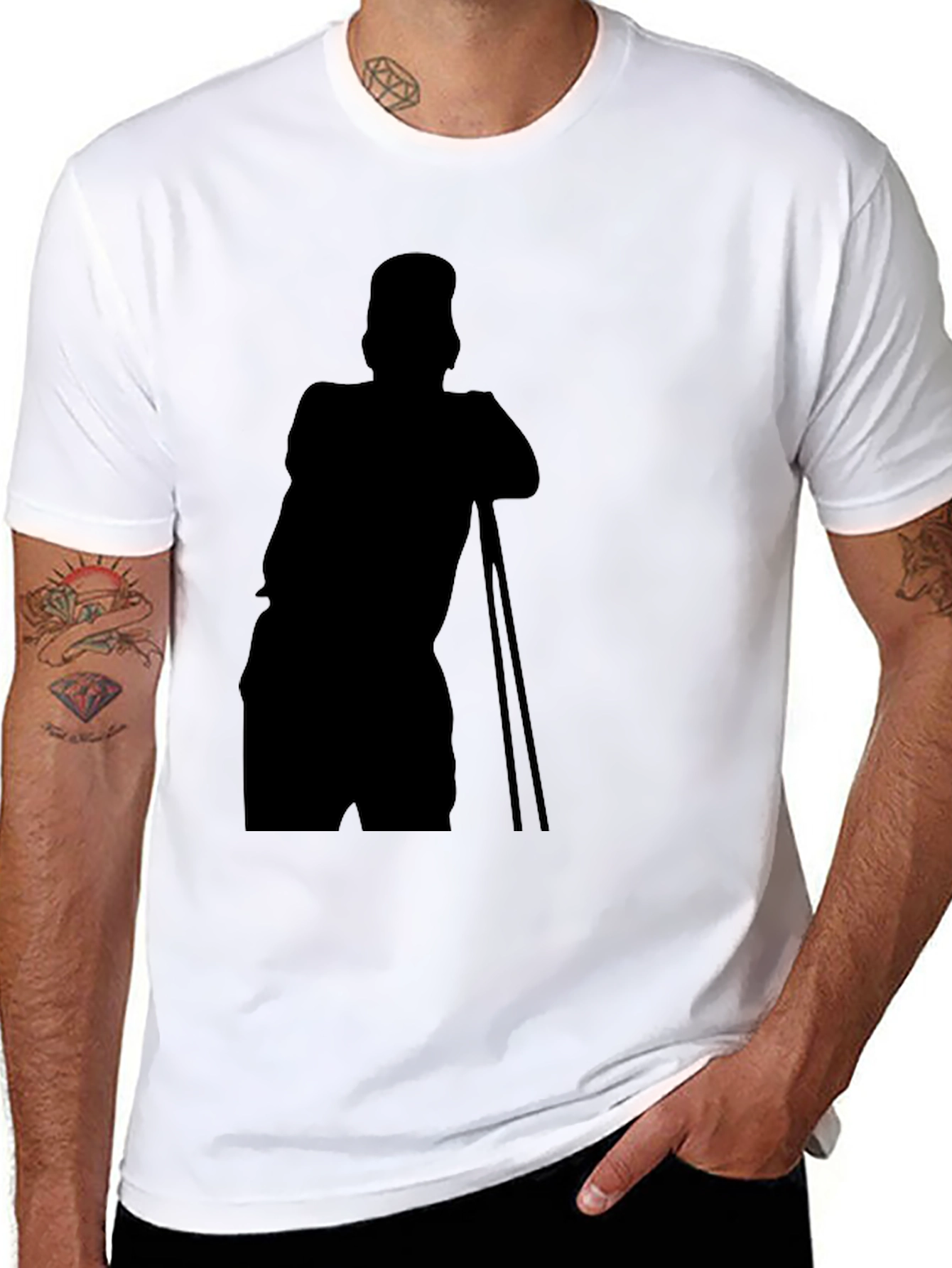 Black Stylish Black T-Shirt with Silhouette Print view 8