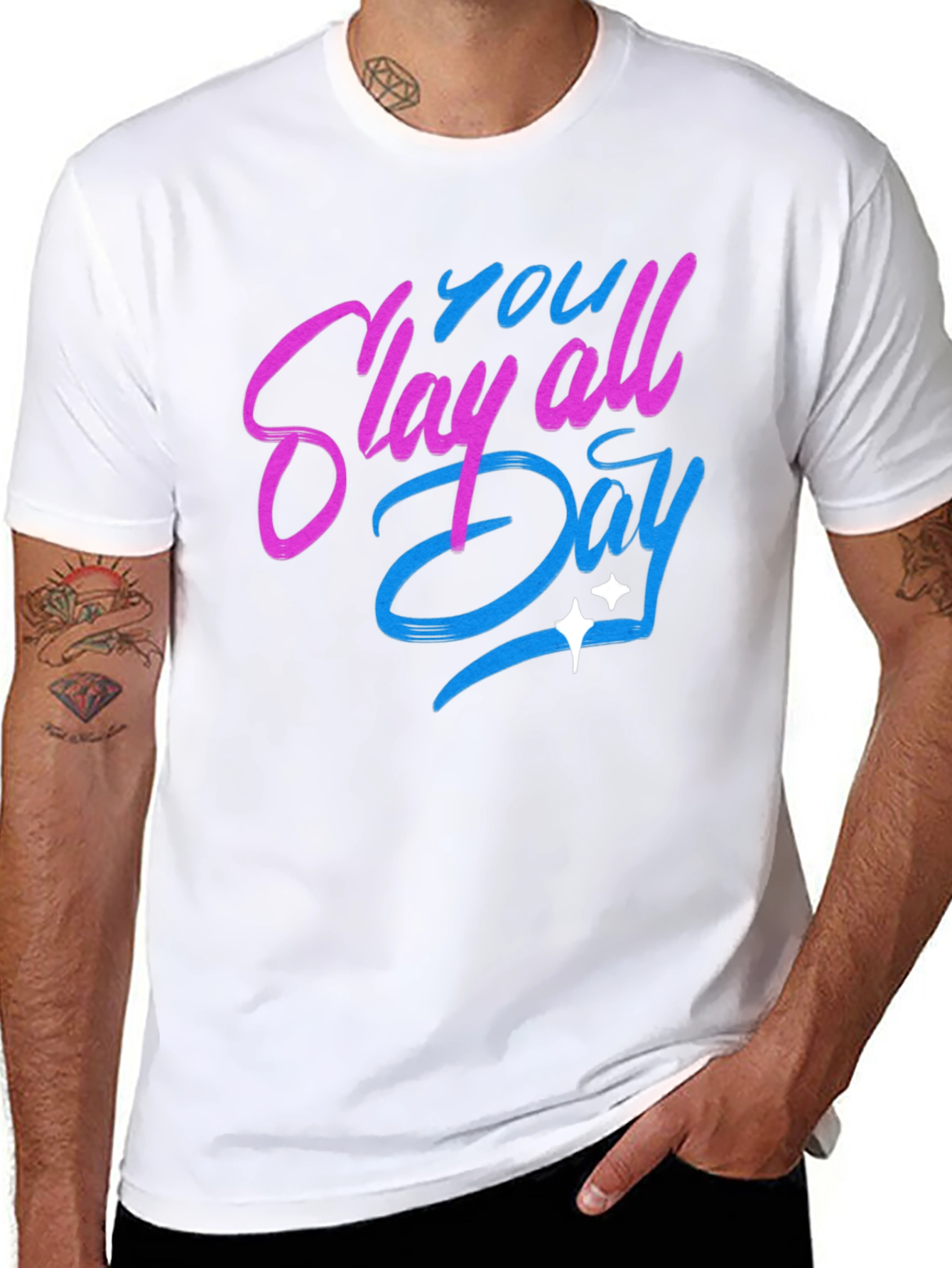 Black Slay All Day Graphic T-Shirt - Trendy Casual Tee view 8
