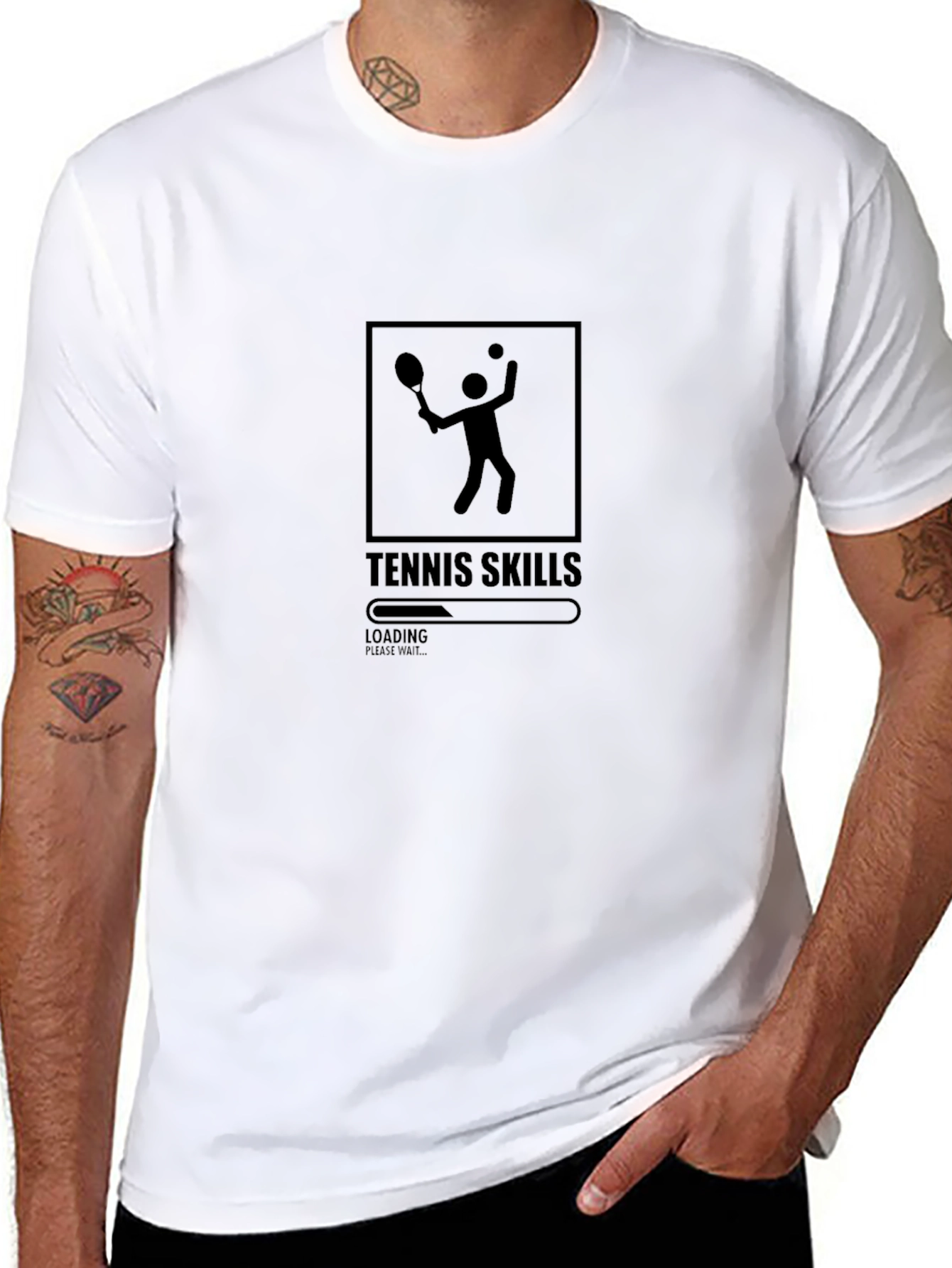 Black Tennis Skills Loading Men's Graphic T-Shirt view 8