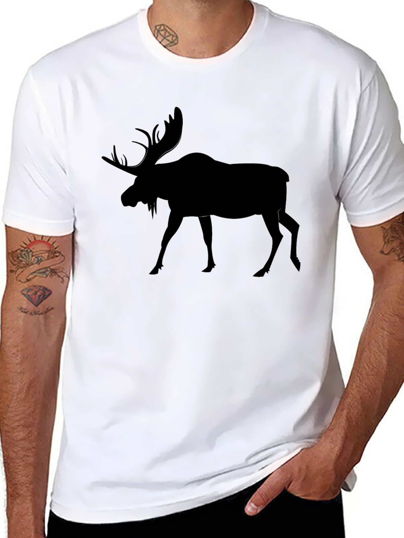 Black Moose Silhouette Black T-Shirt view 8