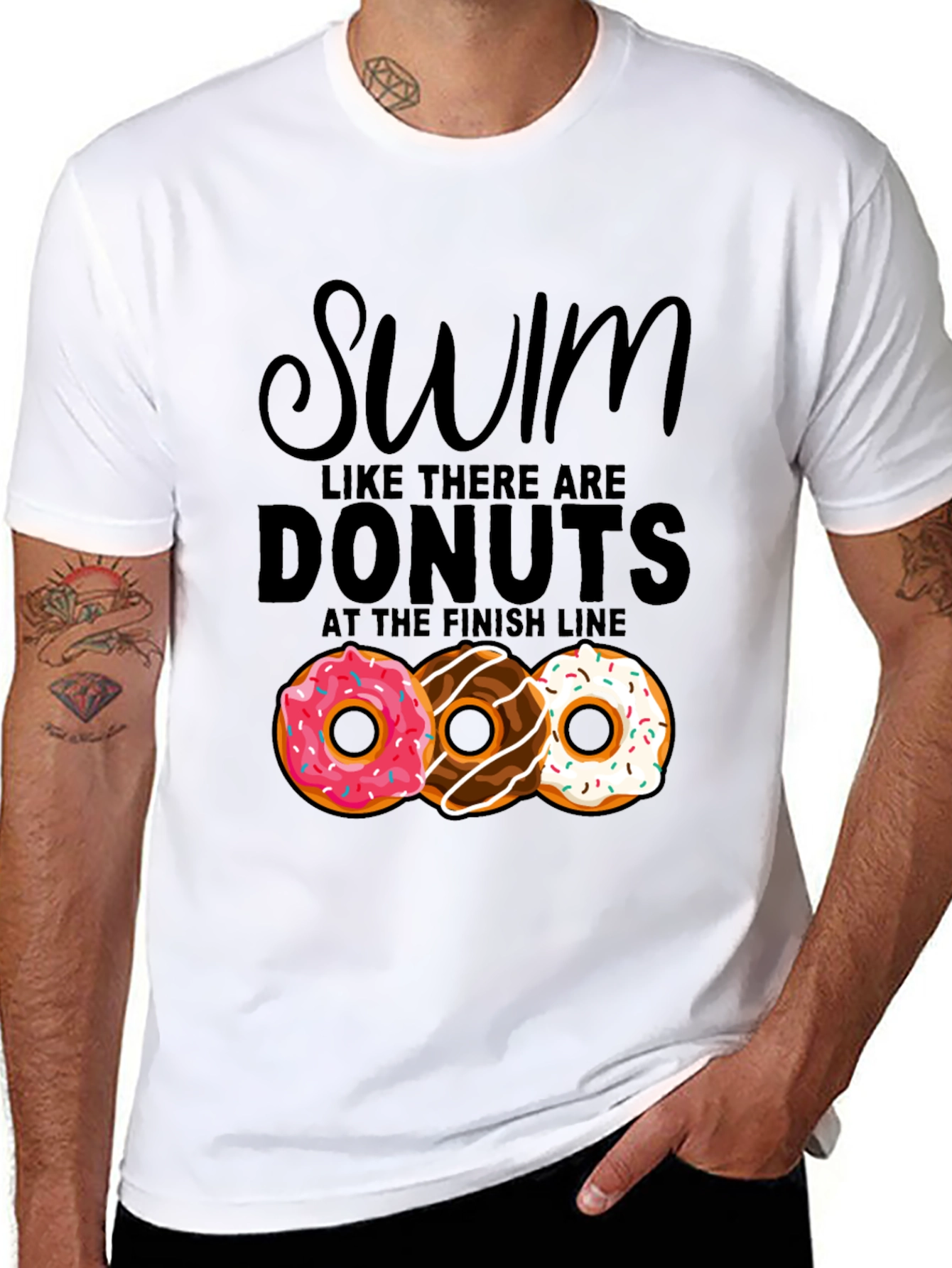 Black Swim for Donuts Graphic T-Shirt view 8