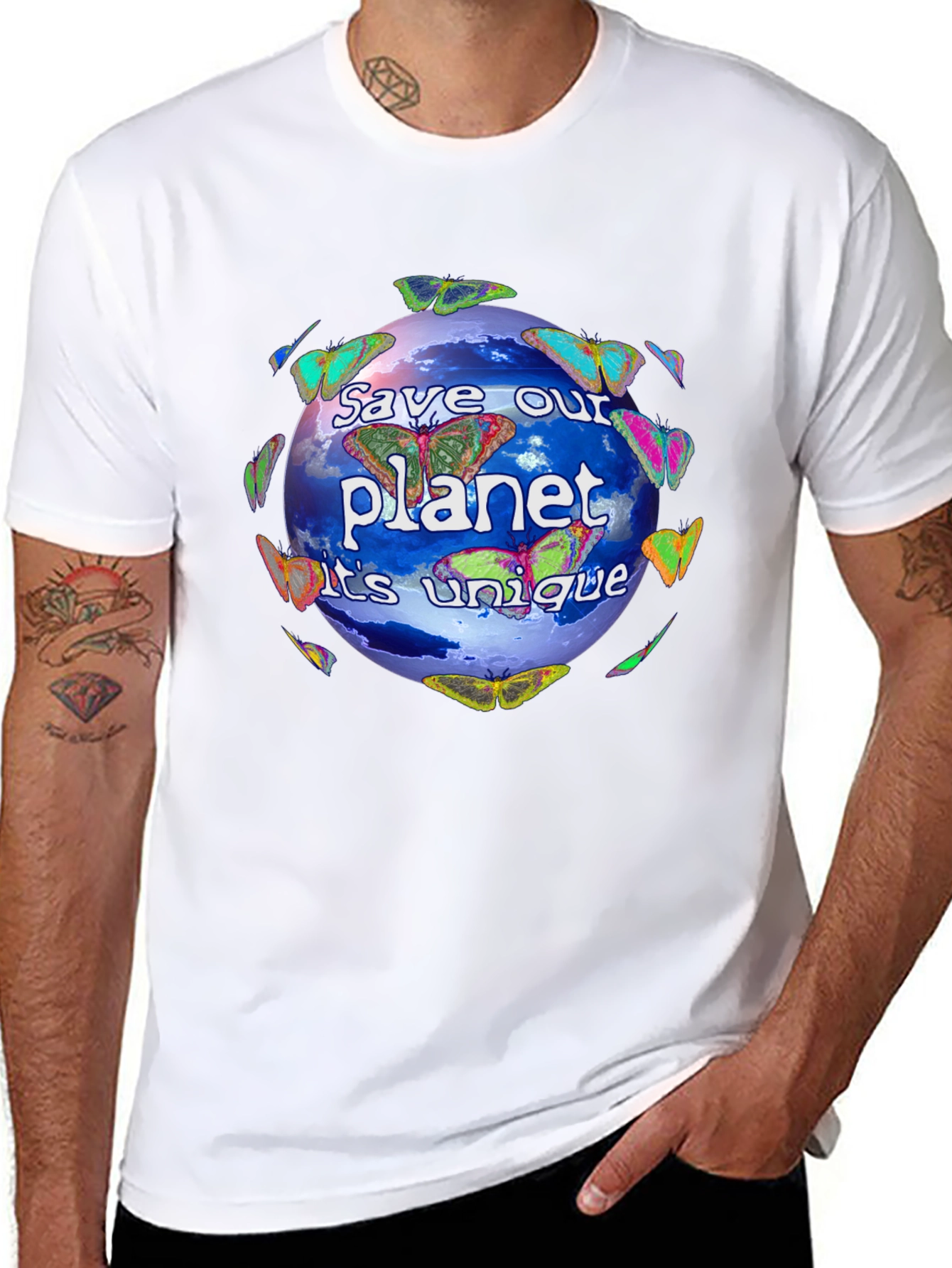 Black Save Our Planet Graphic T-Shirt - Unique Design! view 8