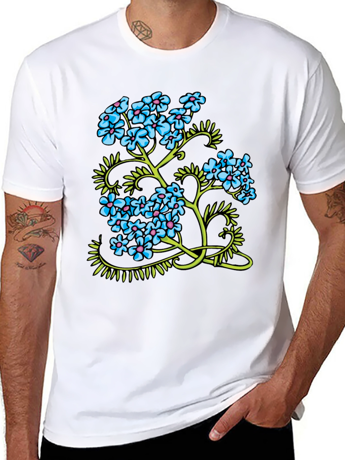 Black Floral Print Black T-Shirt view 8