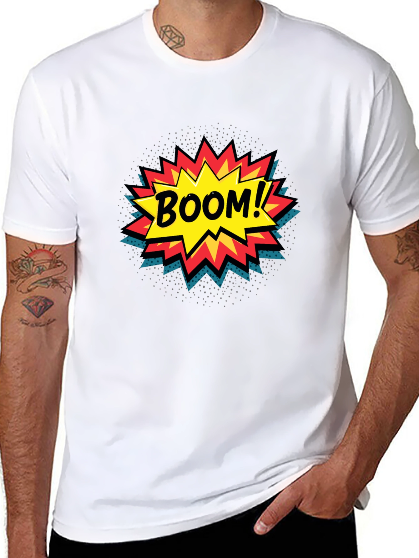 Black Boom! Comic Book Graphic Print Black T-Shirt view 8
