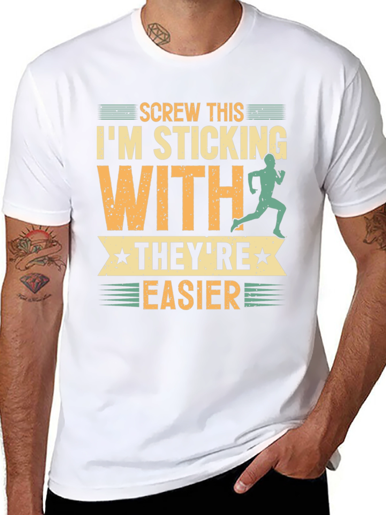 Black Funny Running T-Shirt: Screw This, They're Easier! view 8