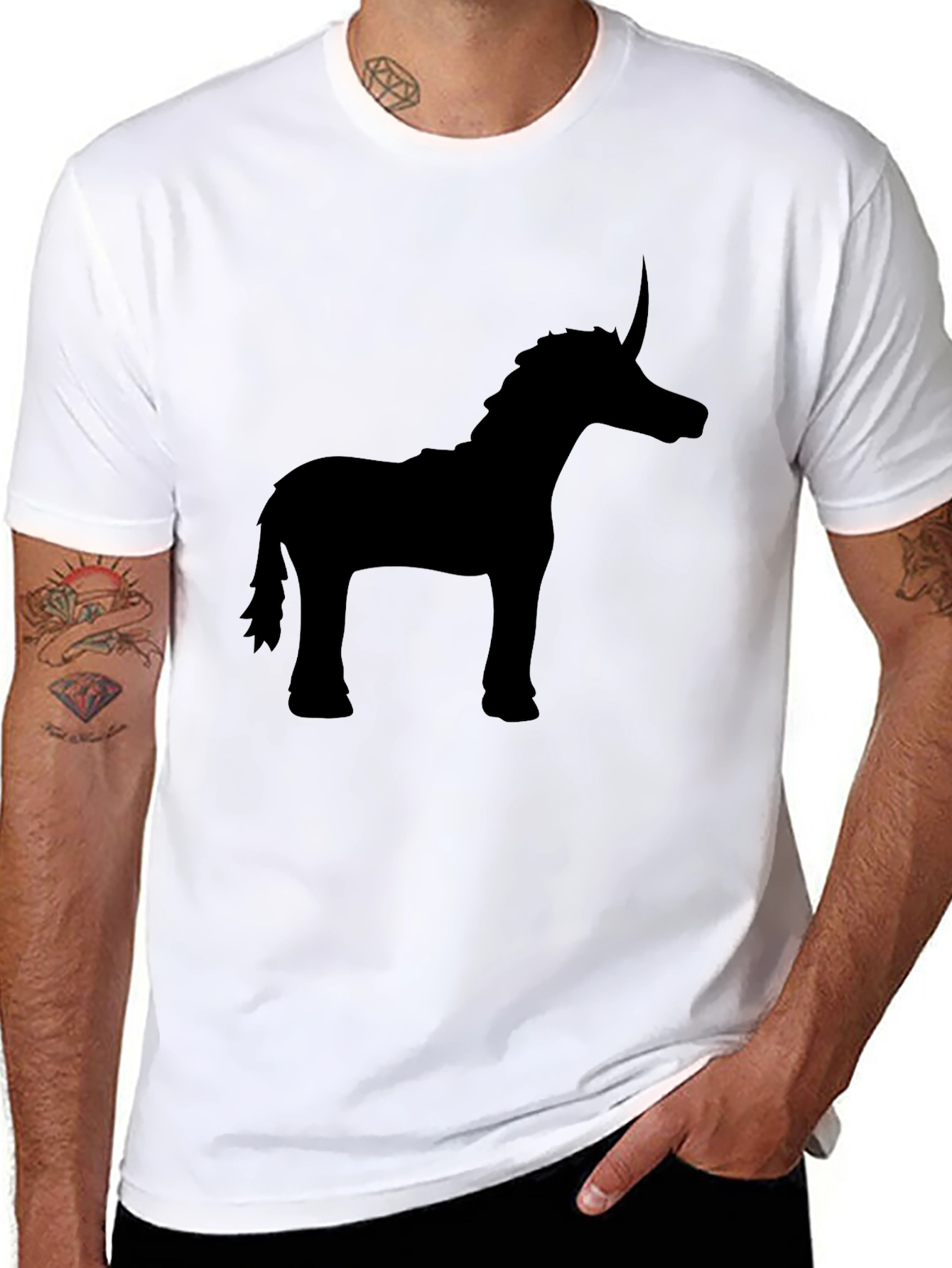 Black Unicorn Silhouette Black T-Shirt - Stylish Men's Tee view 8