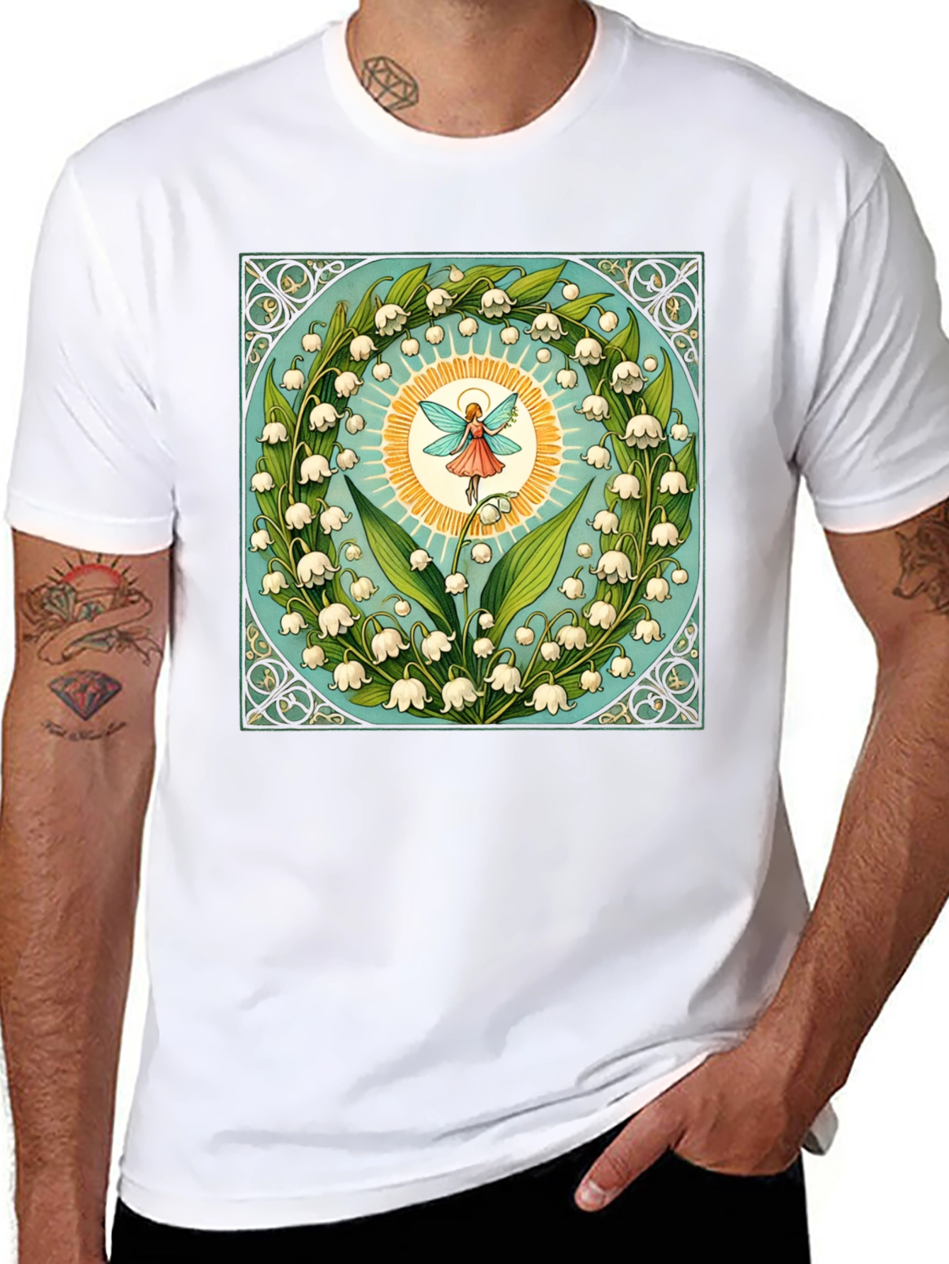 Black Lily of the Valley Fairy Graphic Tee view 8