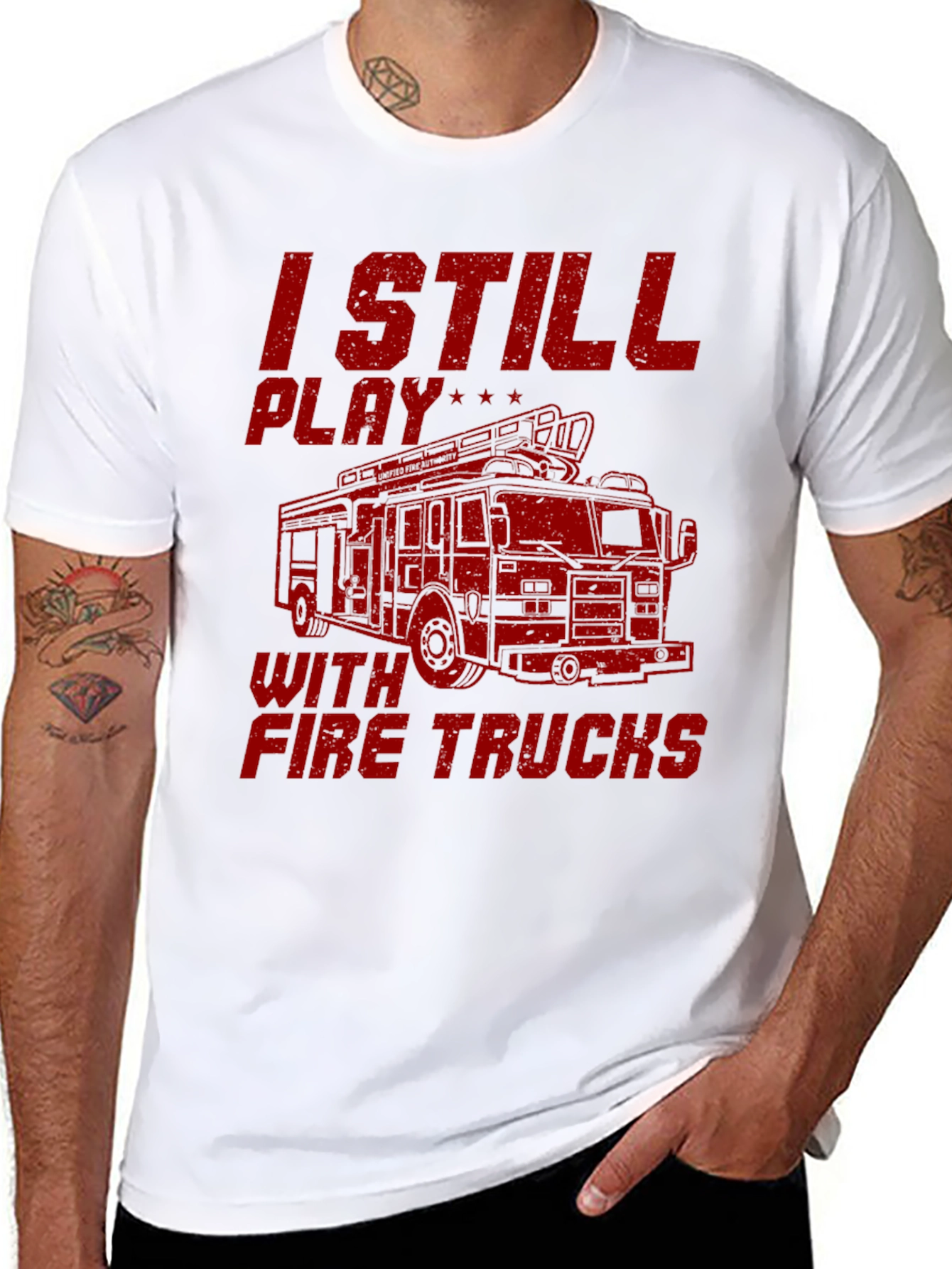 I Still Play With Fire Trucks Graphic Tee - 8